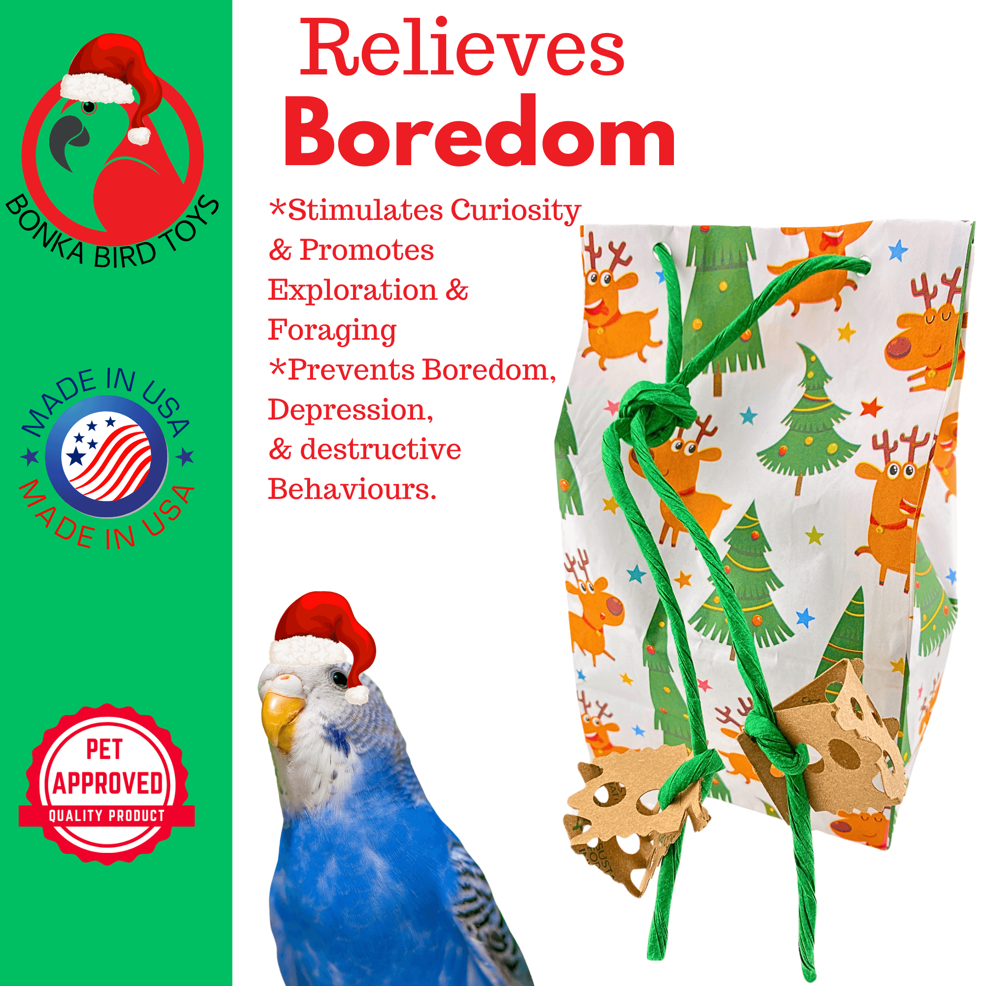 2750 Christmas Rudolph Treat Bag - Bonka Bird Toys