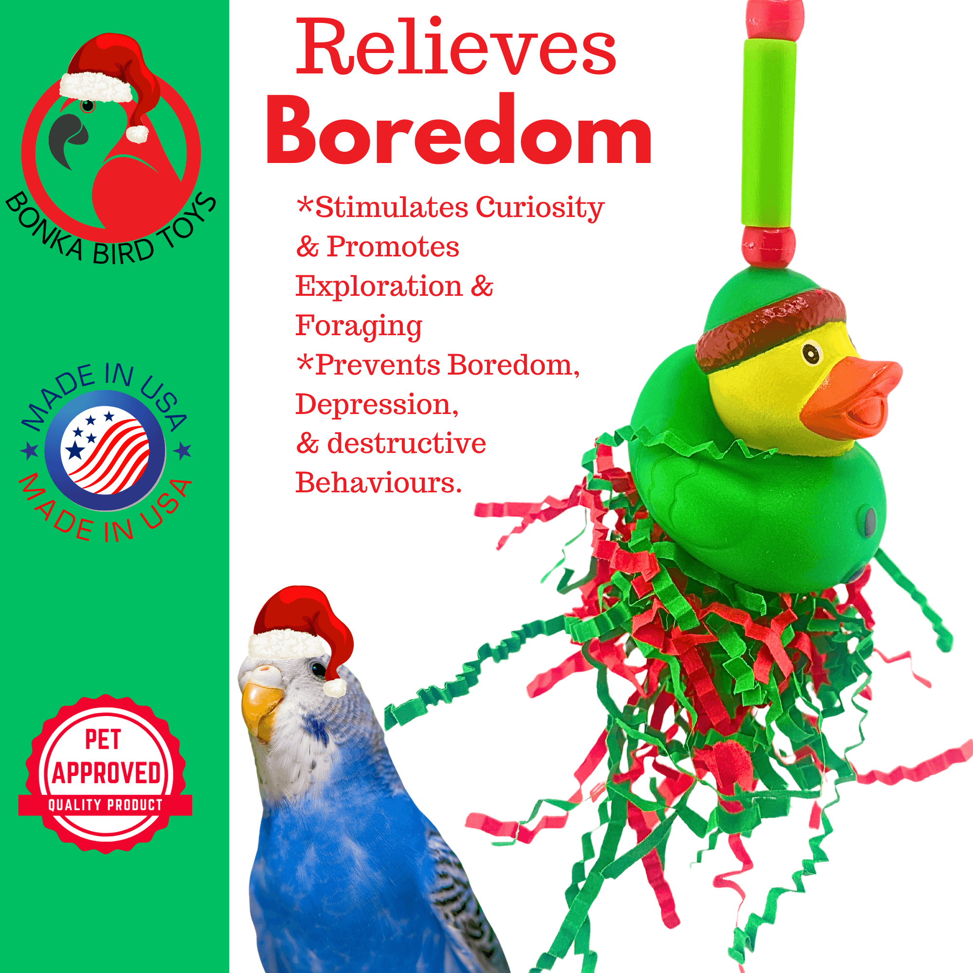 2726 Christmas Elf Duck - Bonka Bird Toys
