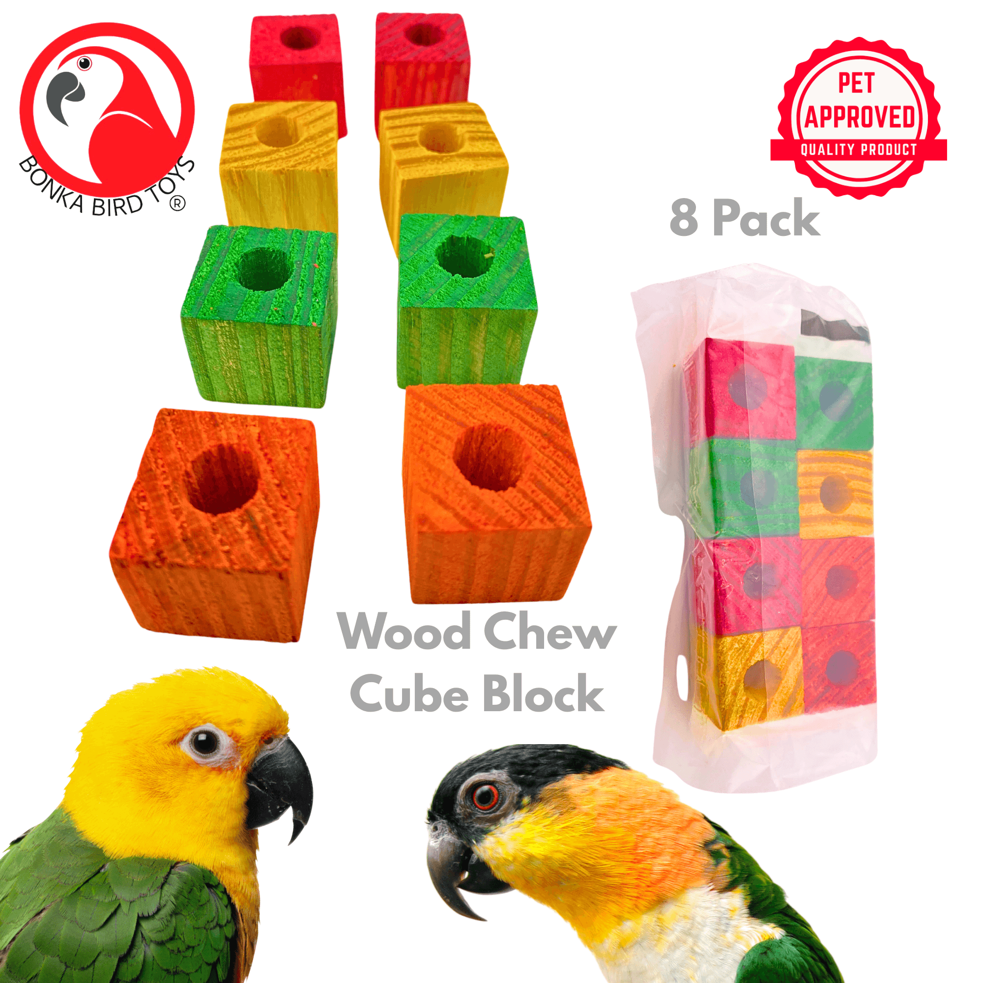 1160 Pk8 3/4" Wood Cubes - Bonka Bird Toys