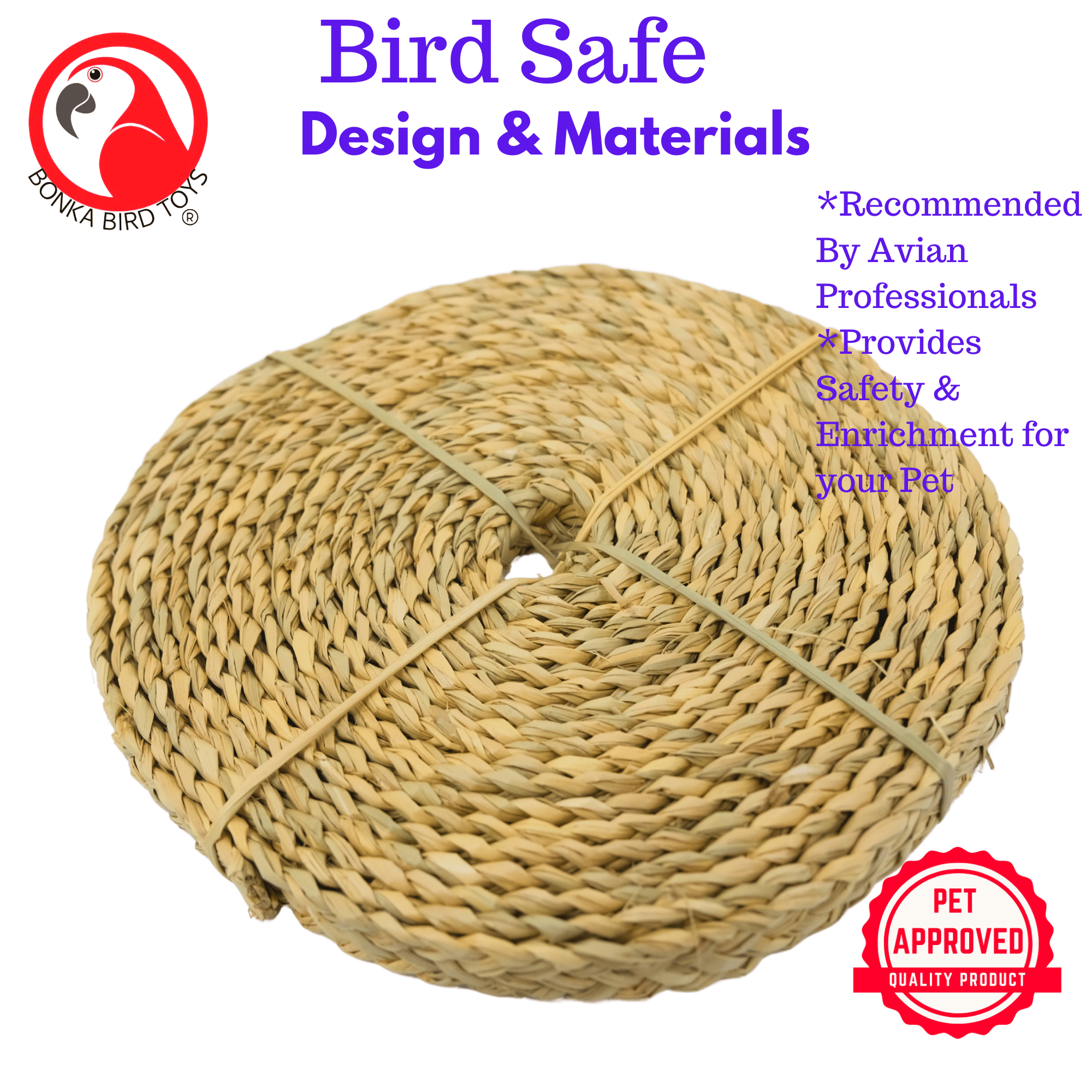 3851 5/8" Seagrass Braided Rope 20 Ft - Bonka Bird Toys