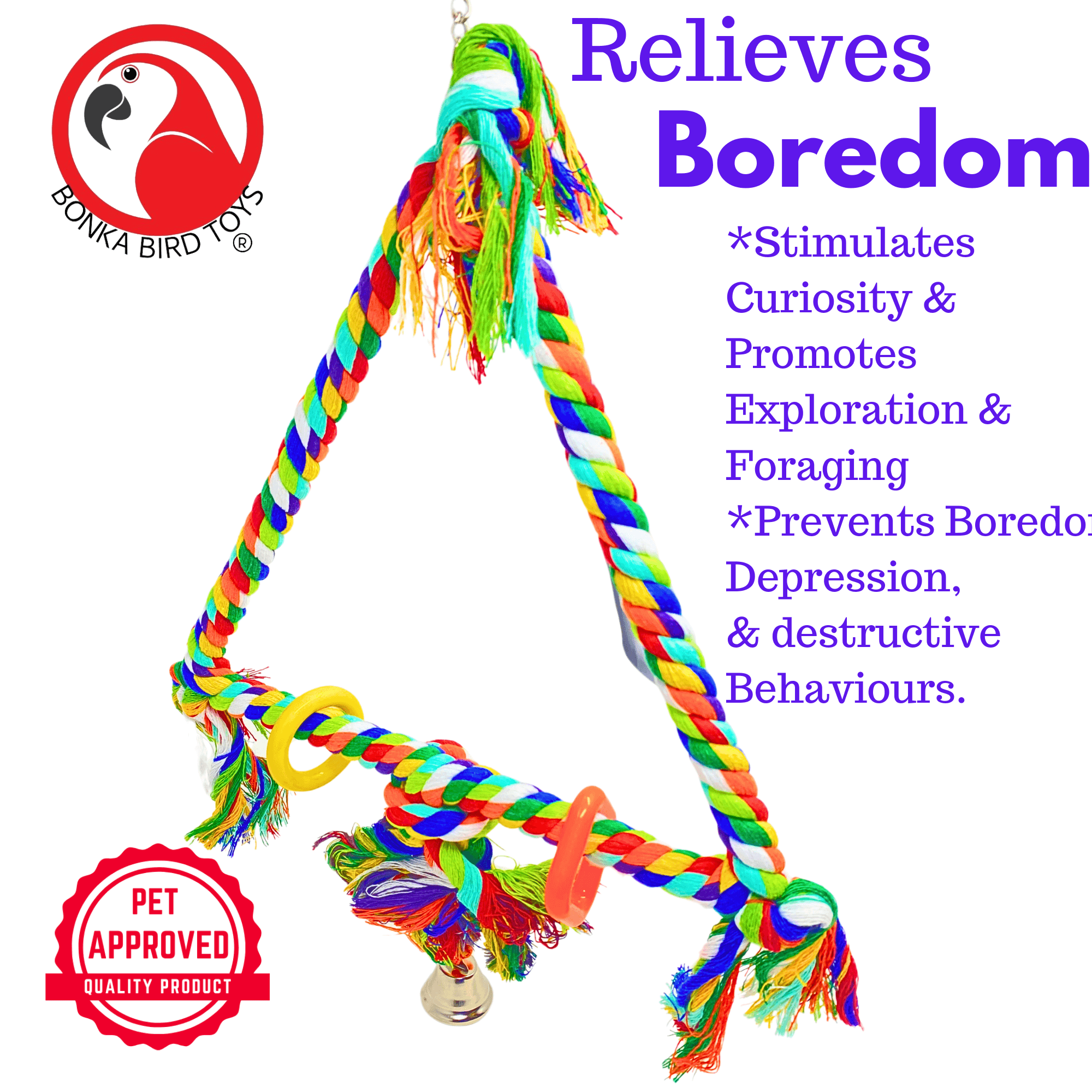 1035 Medium Rope Triangle Ring - Bonka Bird Toys