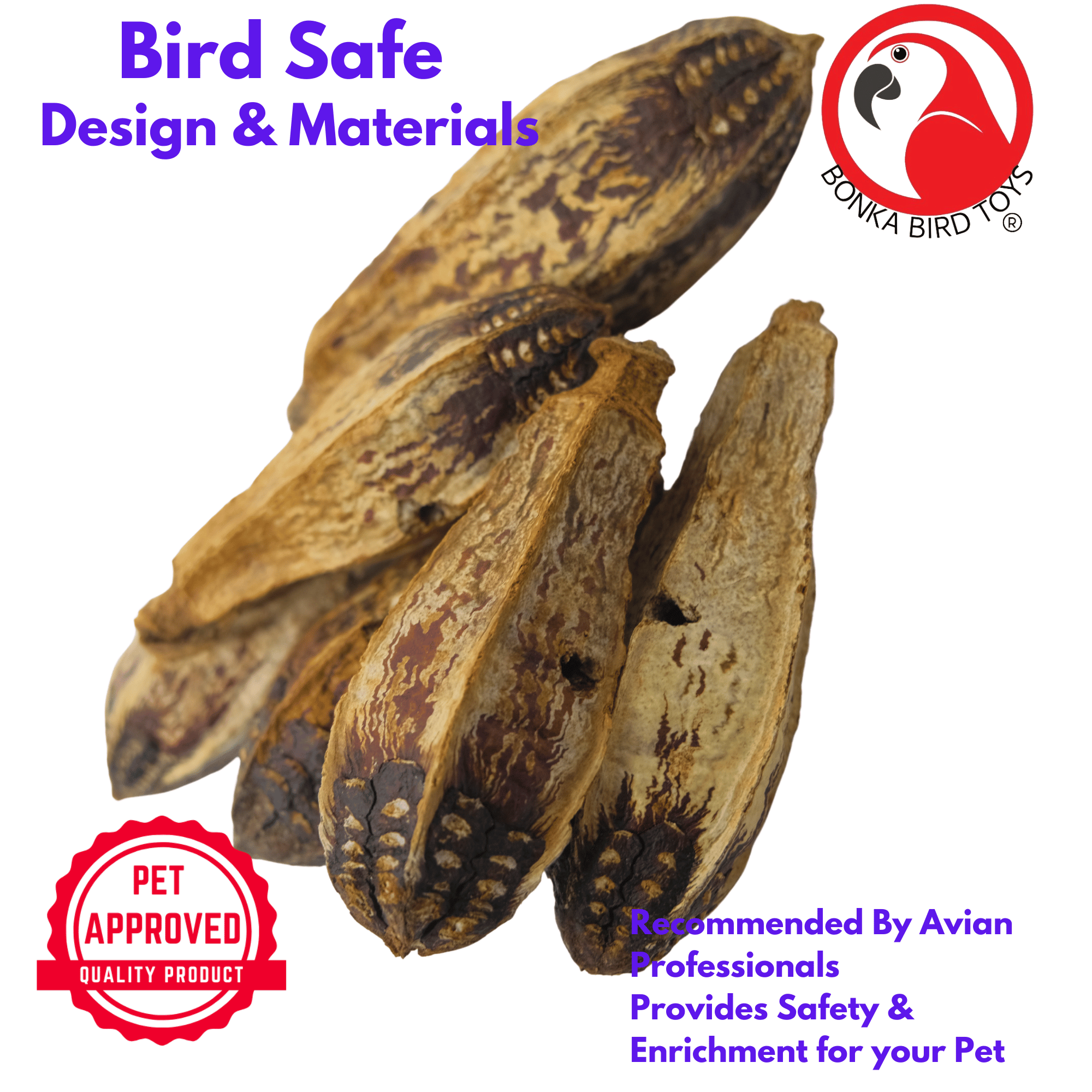 3410 Pk6 Drilled Mahogany Pods - Bonka Bird Toys