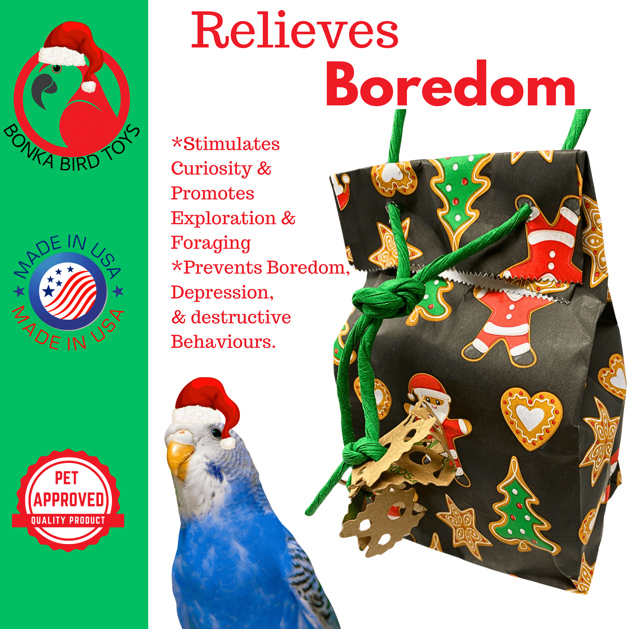 2749 Santa Christmas Treat Bag - Bonka Bird Toys