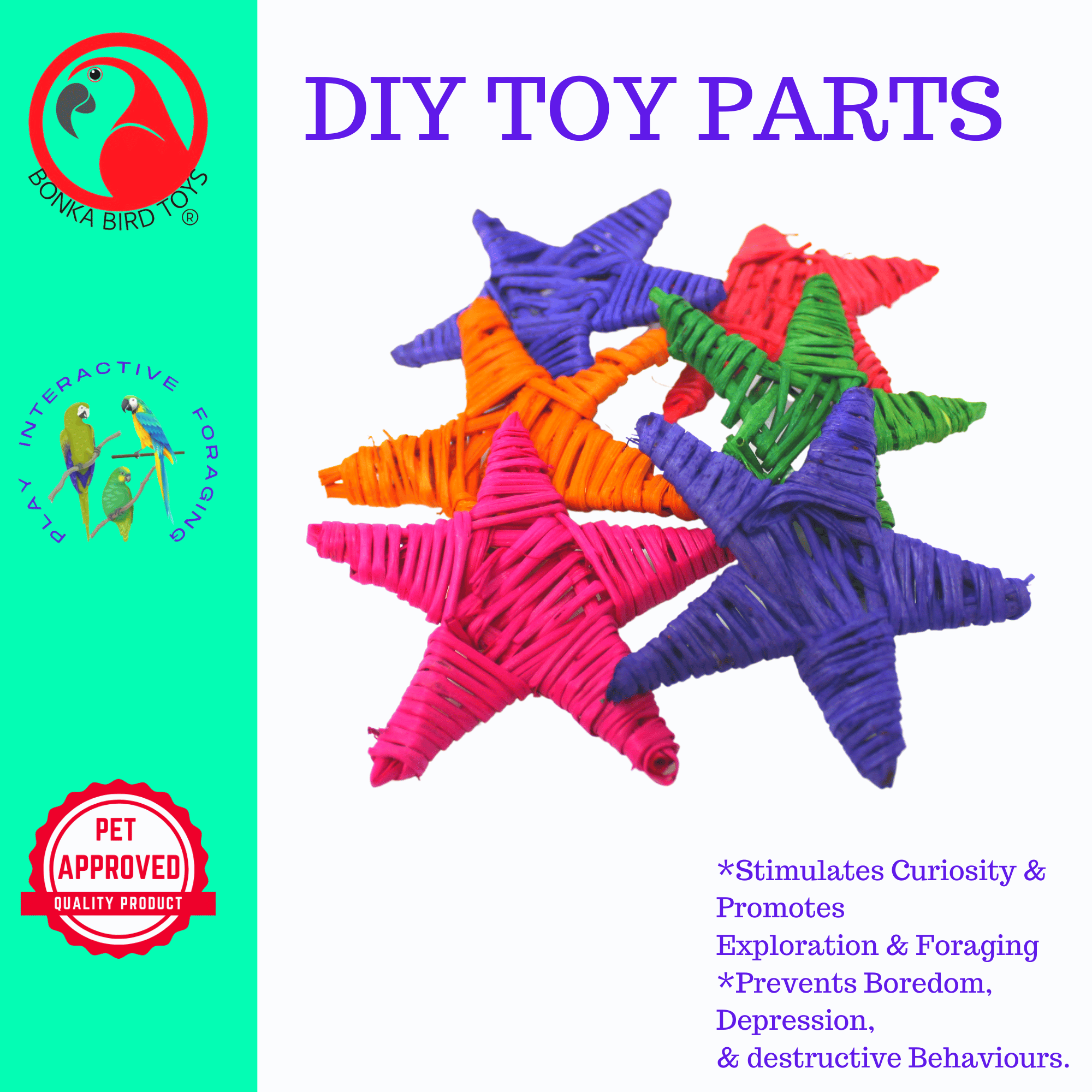 3324 Pk6 Medium Color Vine Star - Bonka Bird Toys