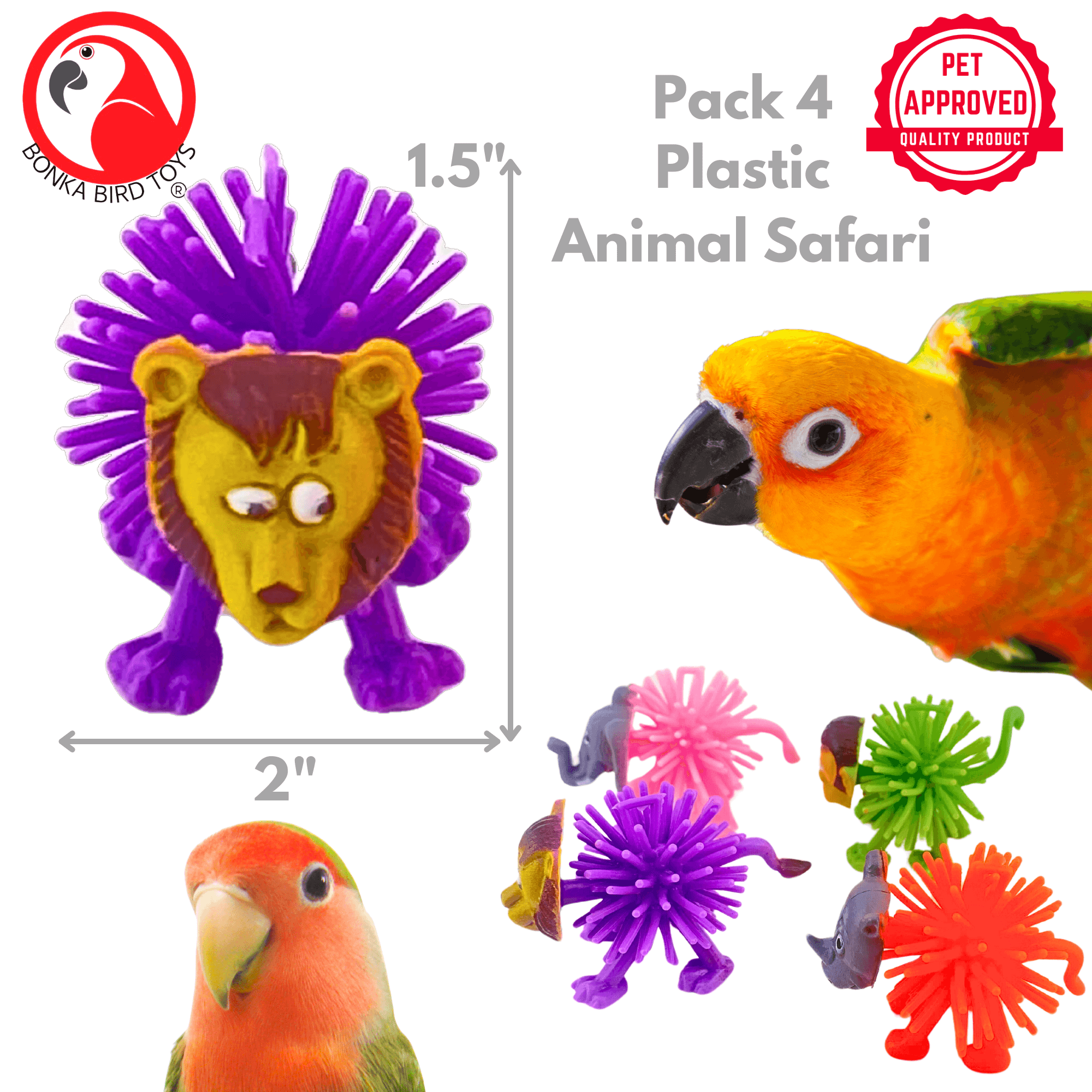 1444 Pk4 Animal Safari - Bonka Bird Toys
