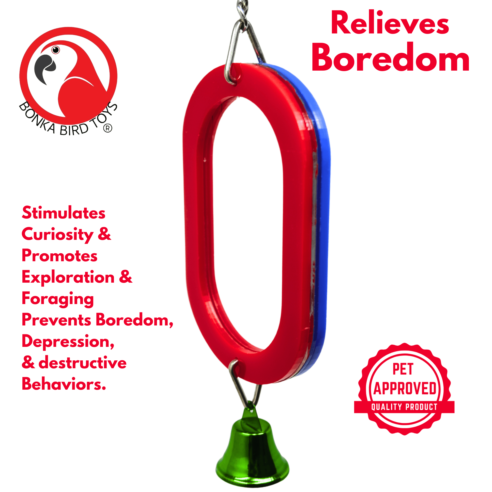 (COSMETIC DEFECT) 2660 Oval Bird Mirror BOGO BUNDLE BUY ONE GET ONE FREE! - Bonka Bird Toys