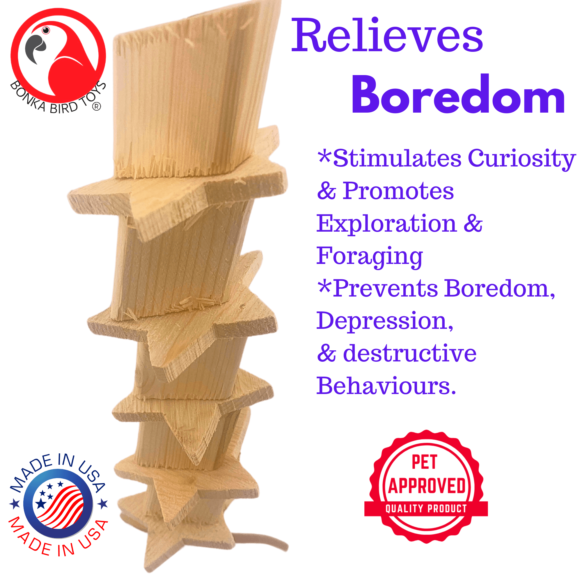 1098 Natural Wood Star - Bonka Bird Toys