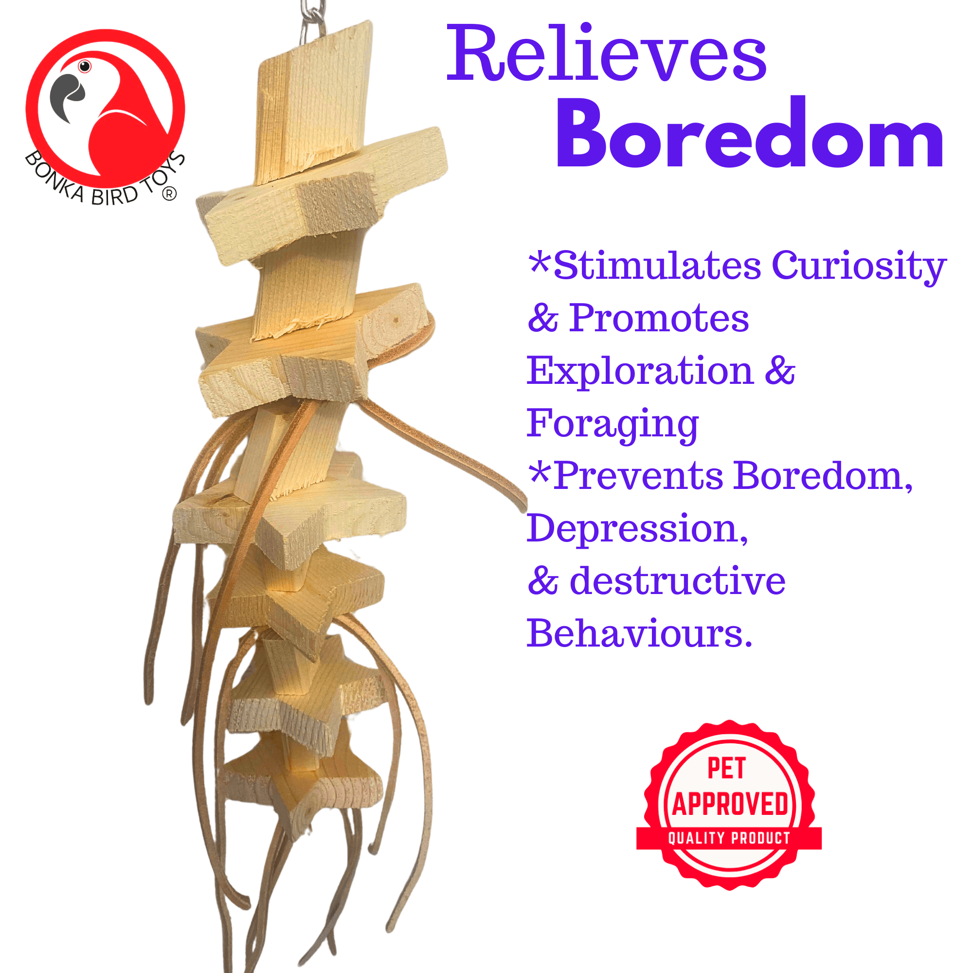 1516 Natural Chunky Star - Bonka Bird Toys