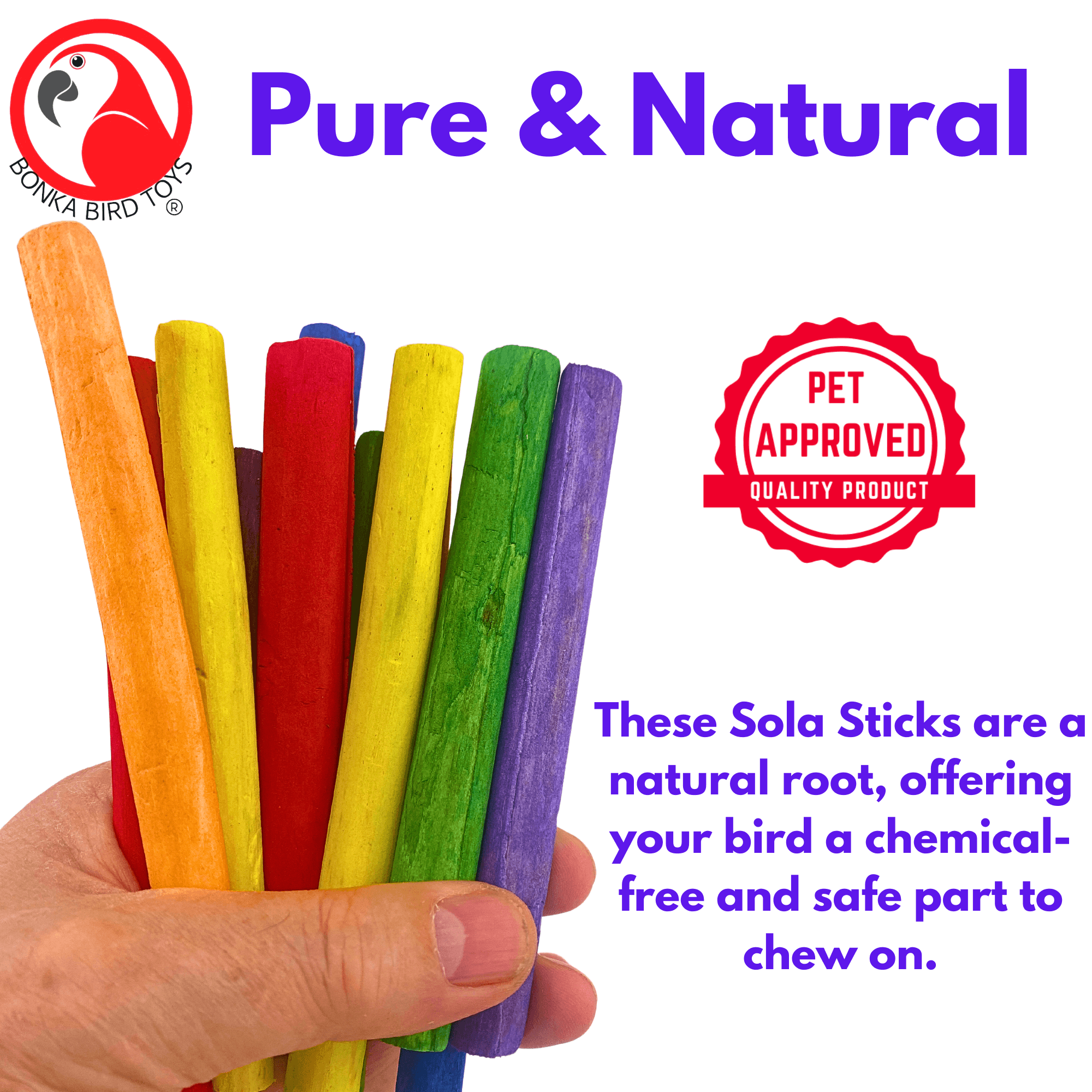2638 Pk12 Thin Colored Sola Sticks - Bonka Bird Toys