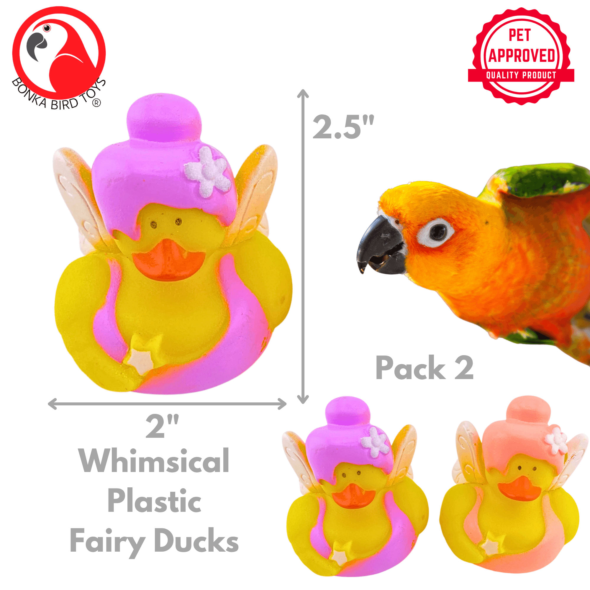 1441 Pk2 Fairy Duck - Bonka Bird Toys