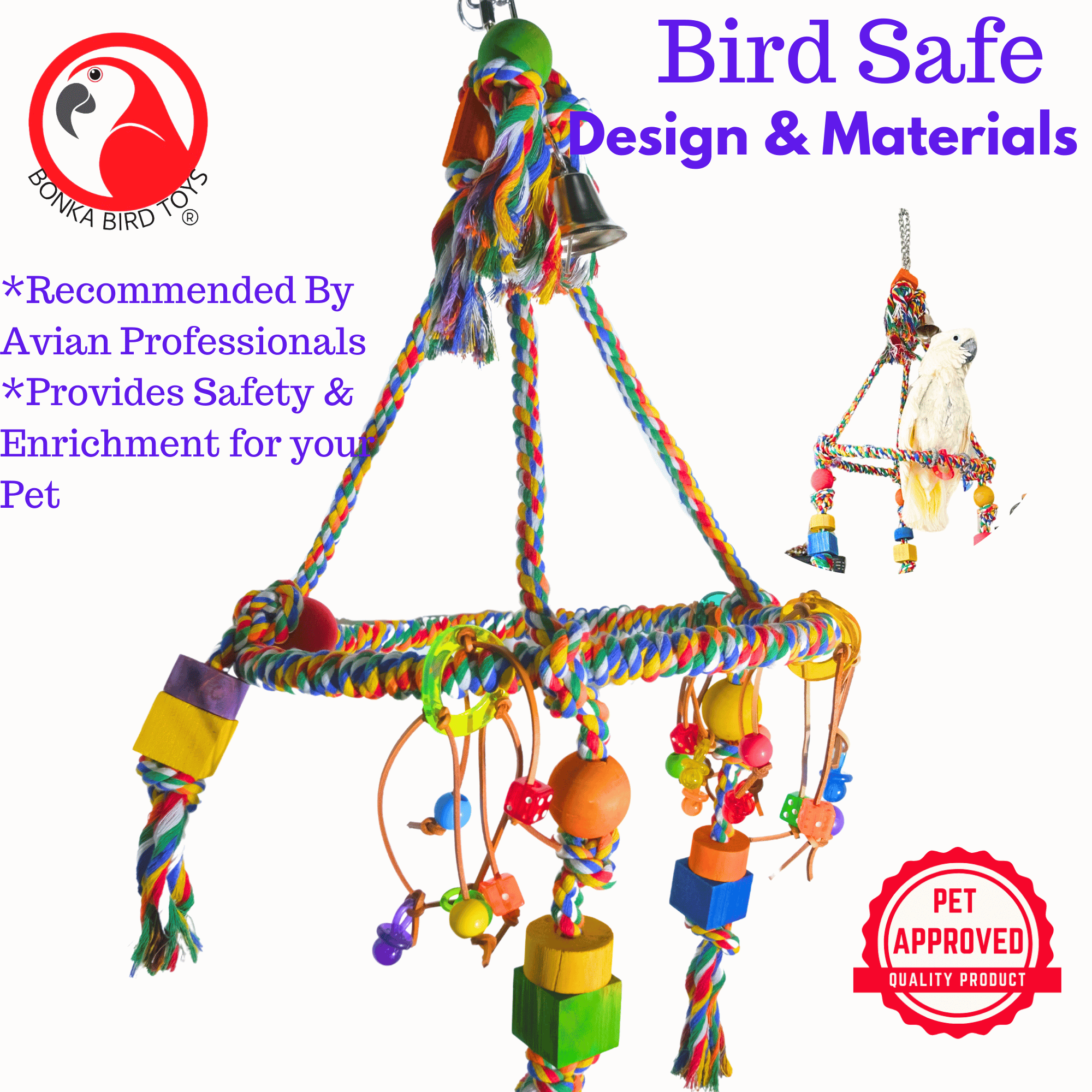 1111 Huge Pyramid Rope Swing - Bonka Bird Toys