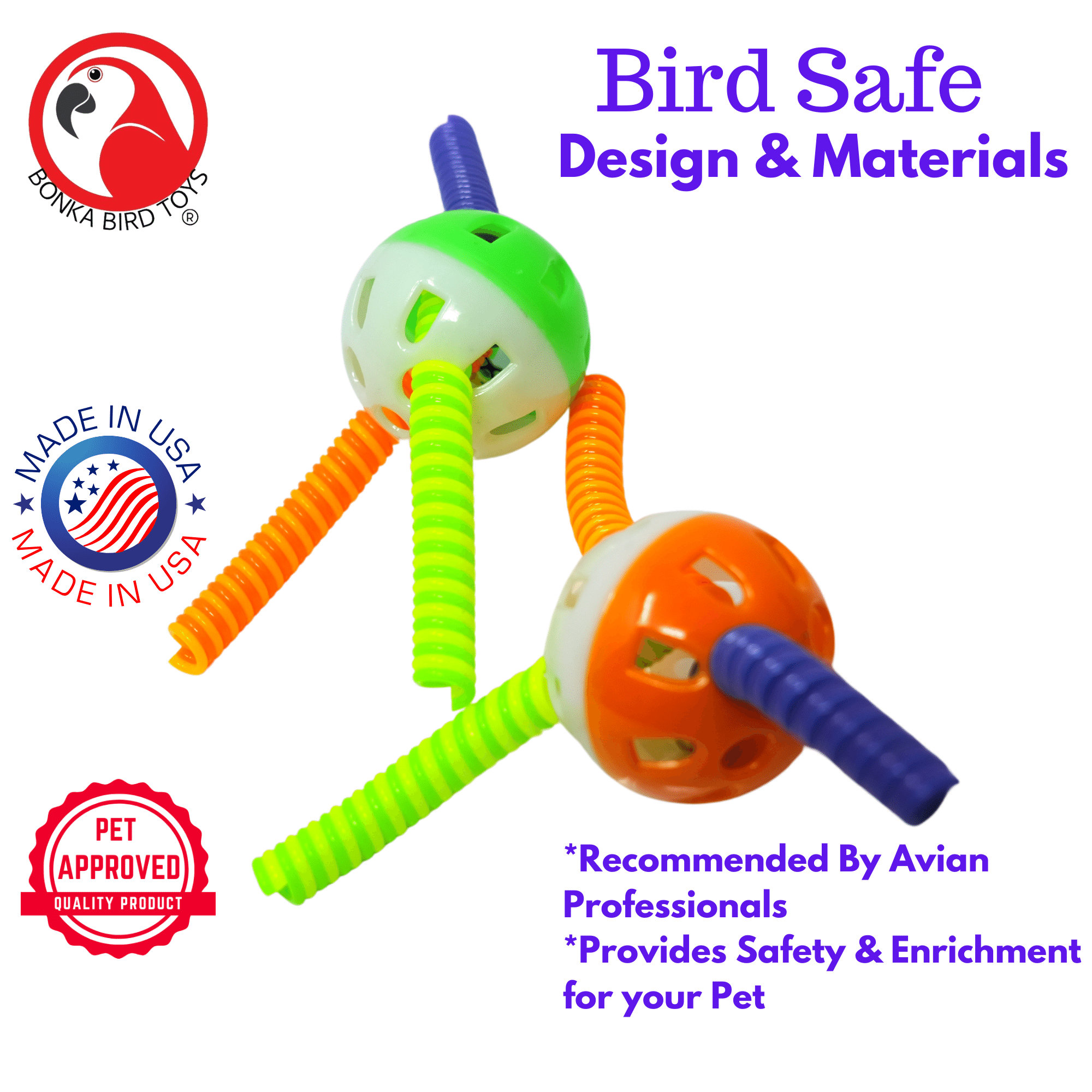 3717 Pk2 Spring Ball Foot Talon Toys - Bonka Bird Toys