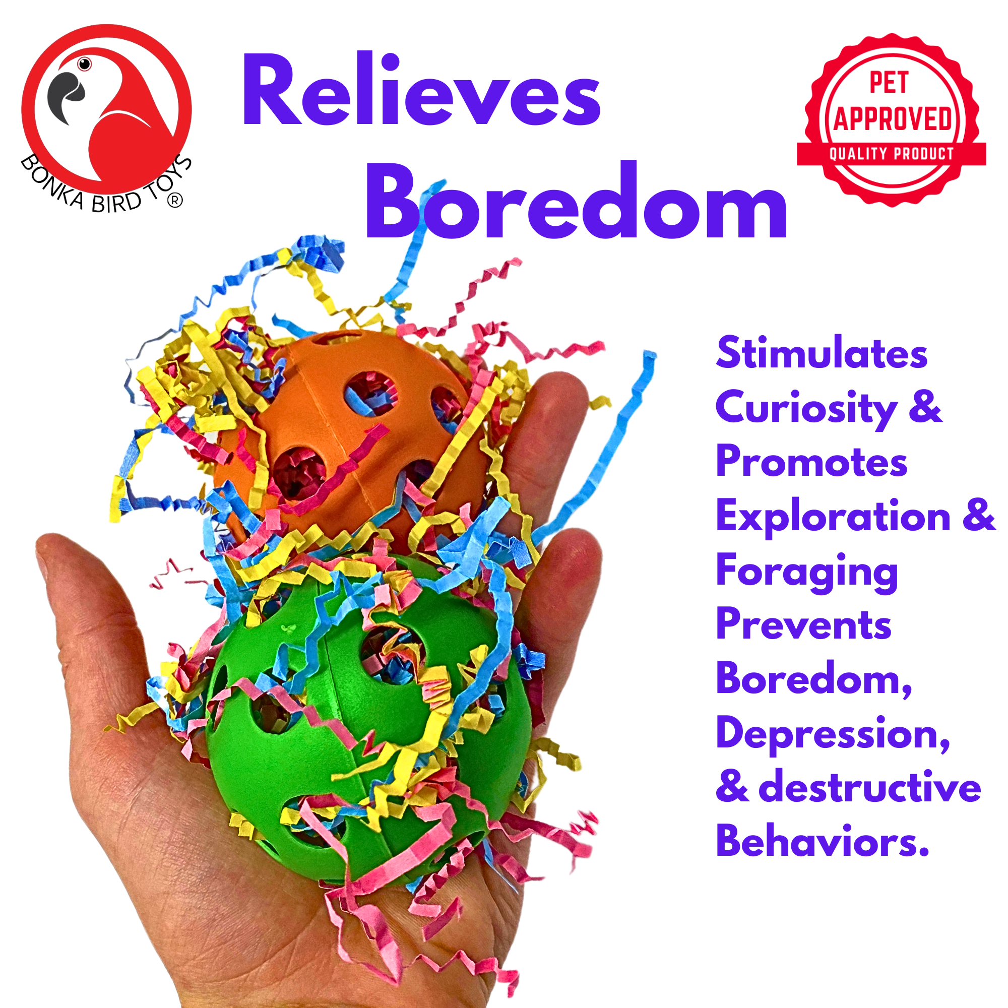 2431 Pk2 Stuffed Foraging Balls 2.75" - Bonka Bird Toys