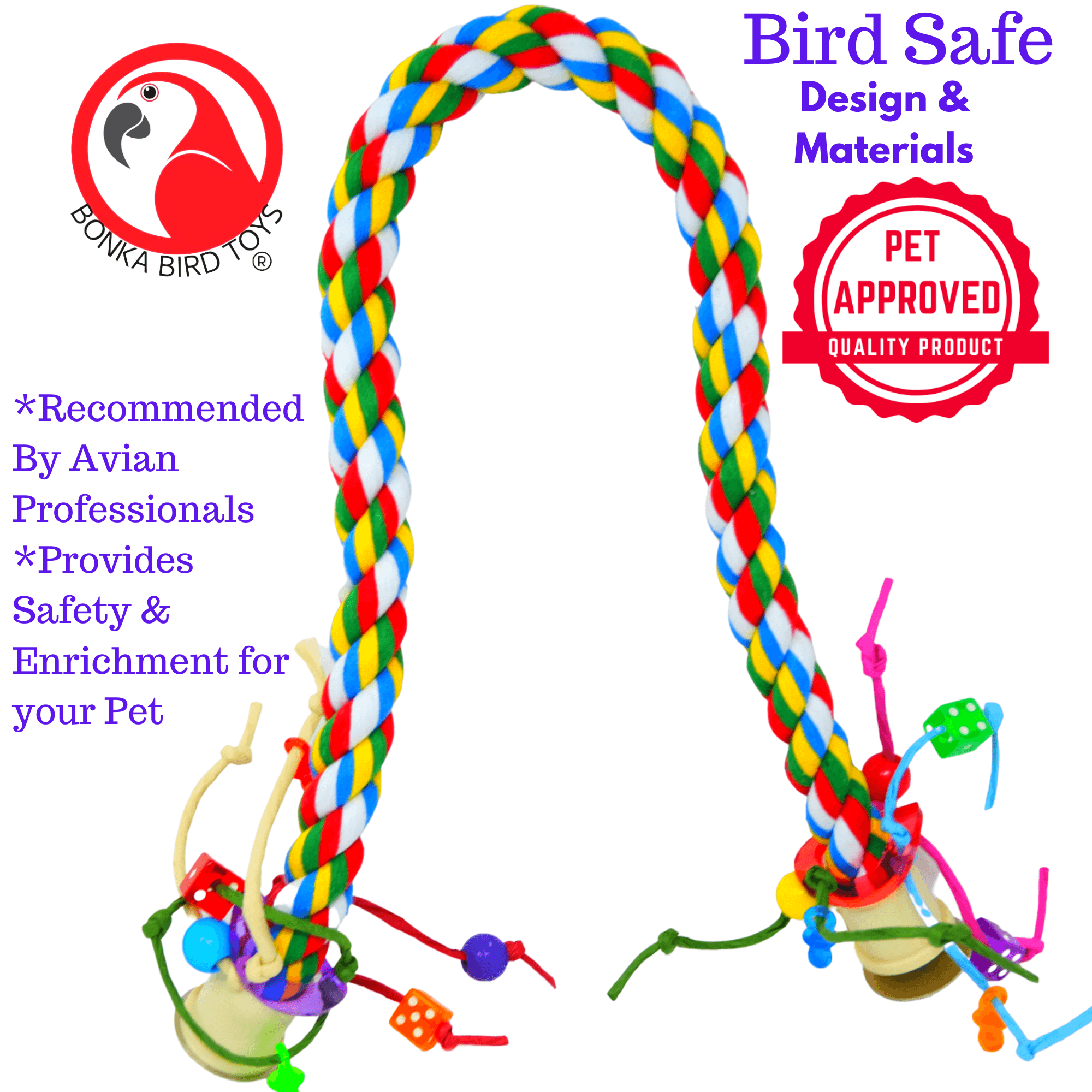 1115 Large Rope Charm Perch:(36" x 1") - Bonka Bird Toys