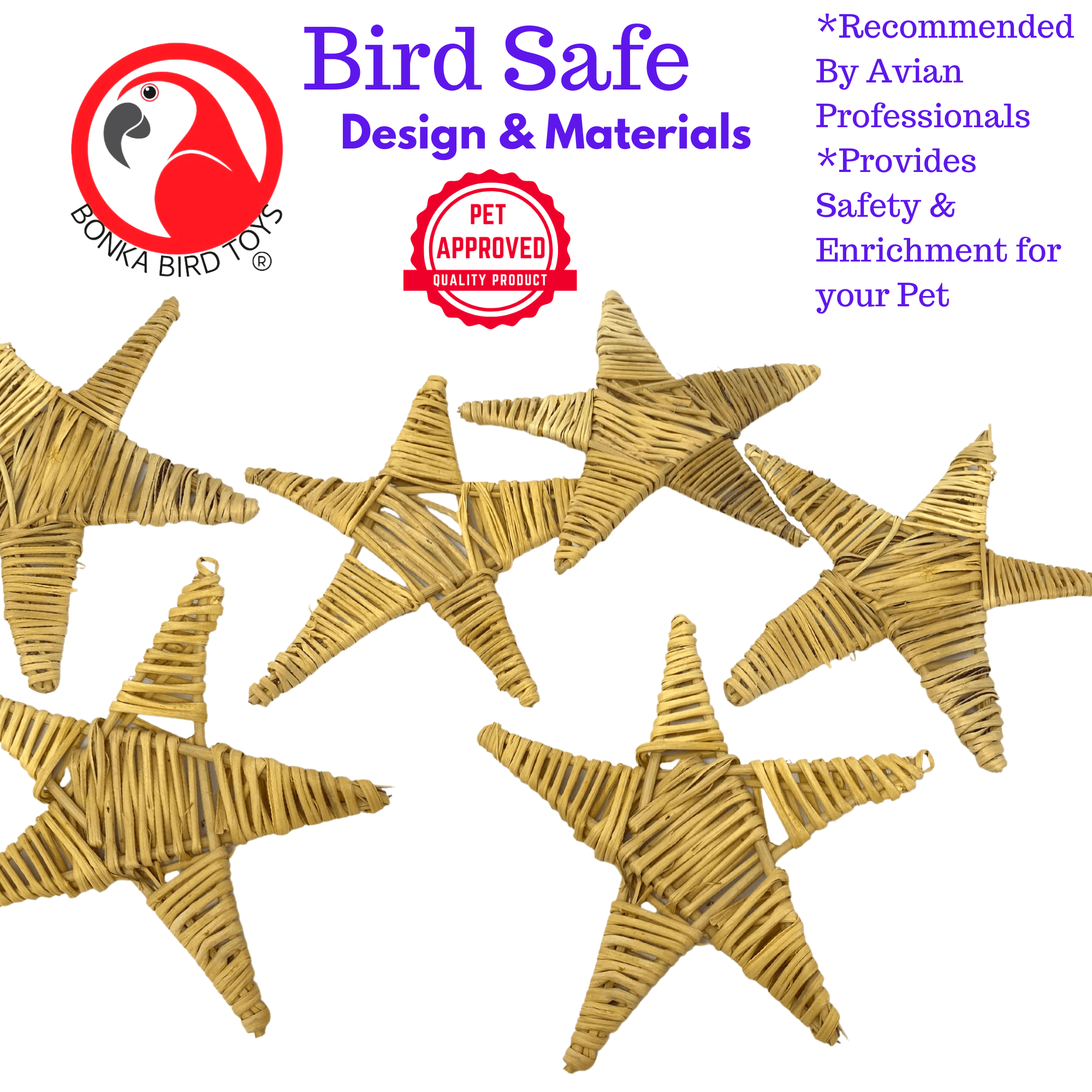 1282 Pk6 Natural Large Vine Star - Bonka Bird Toys