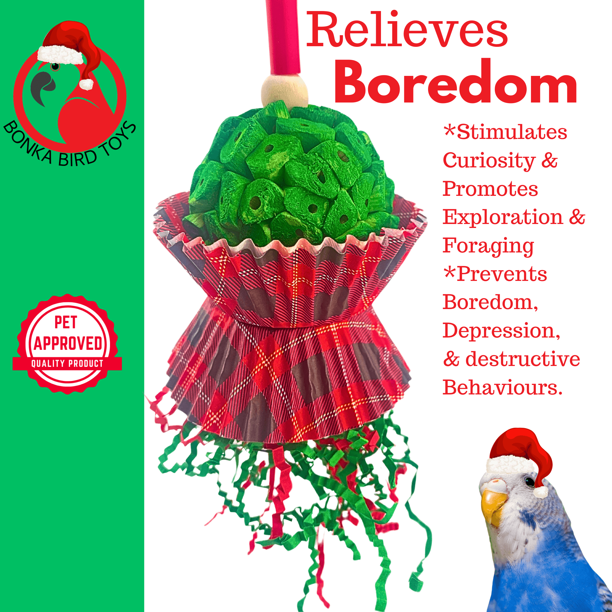 2733 Christmas Sola Tartan - Bonka Bird Toys
