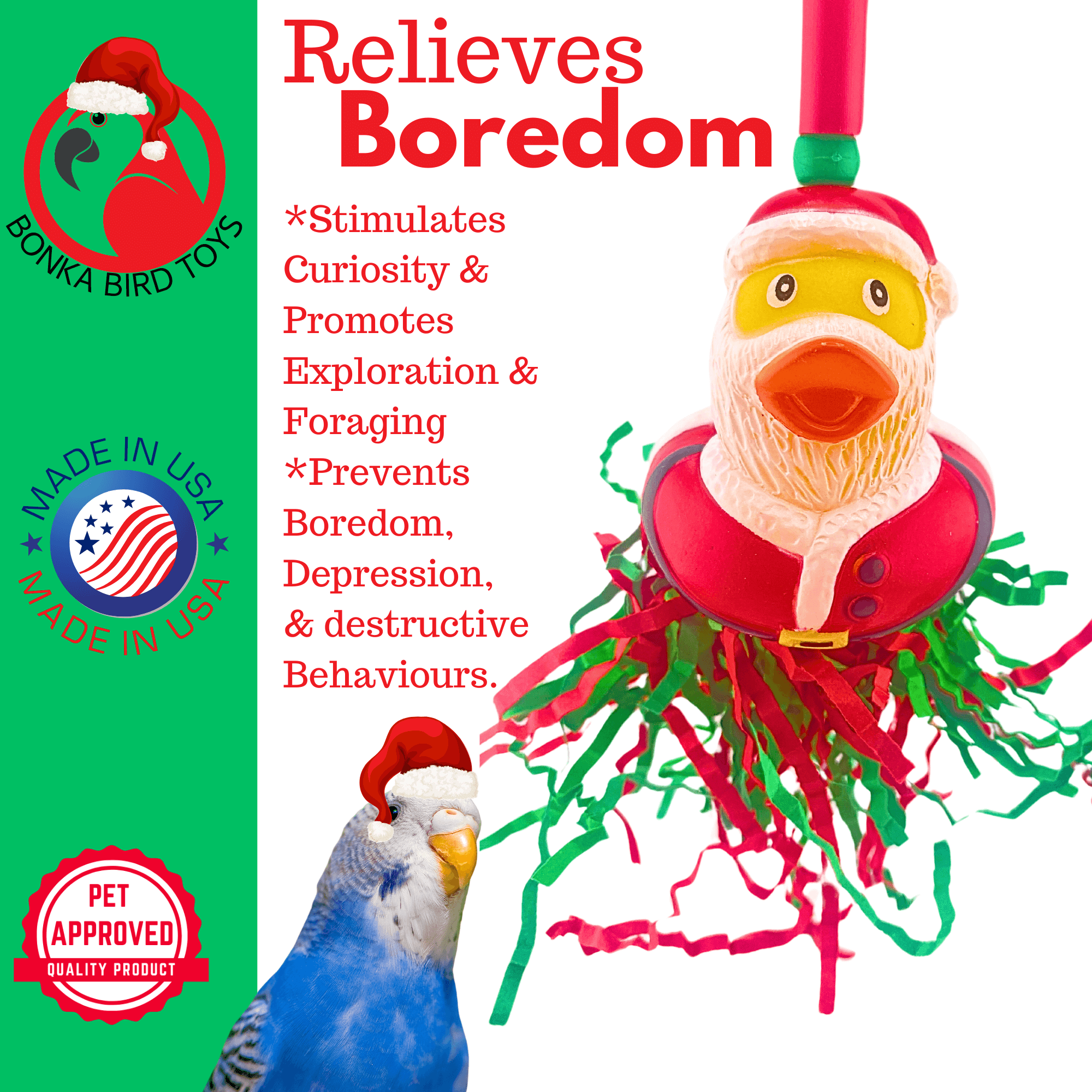 2728 Christmas Santa Duck - Bonka Bird Toys