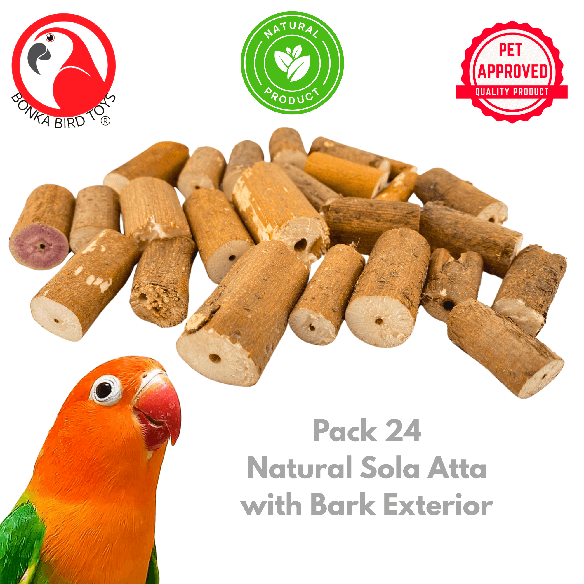 2830 Pk24 Mini Sola Log with Skin - Bonka Bird Toys