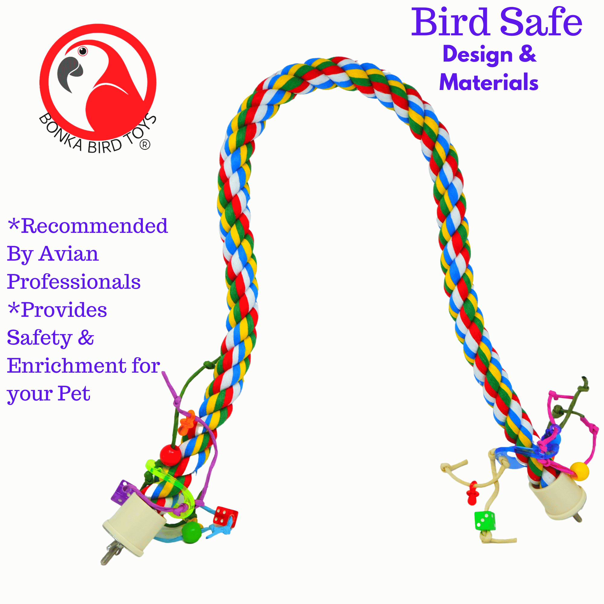 1114 Huge Rope Charm Perch 48" - Bonka Bird Toys