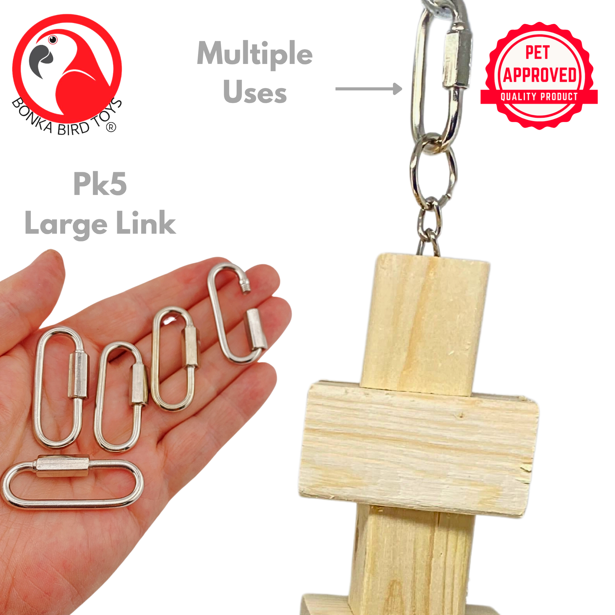 2171 Pk5 Wide Mouth Quick Links - Bonka Bird Toys
