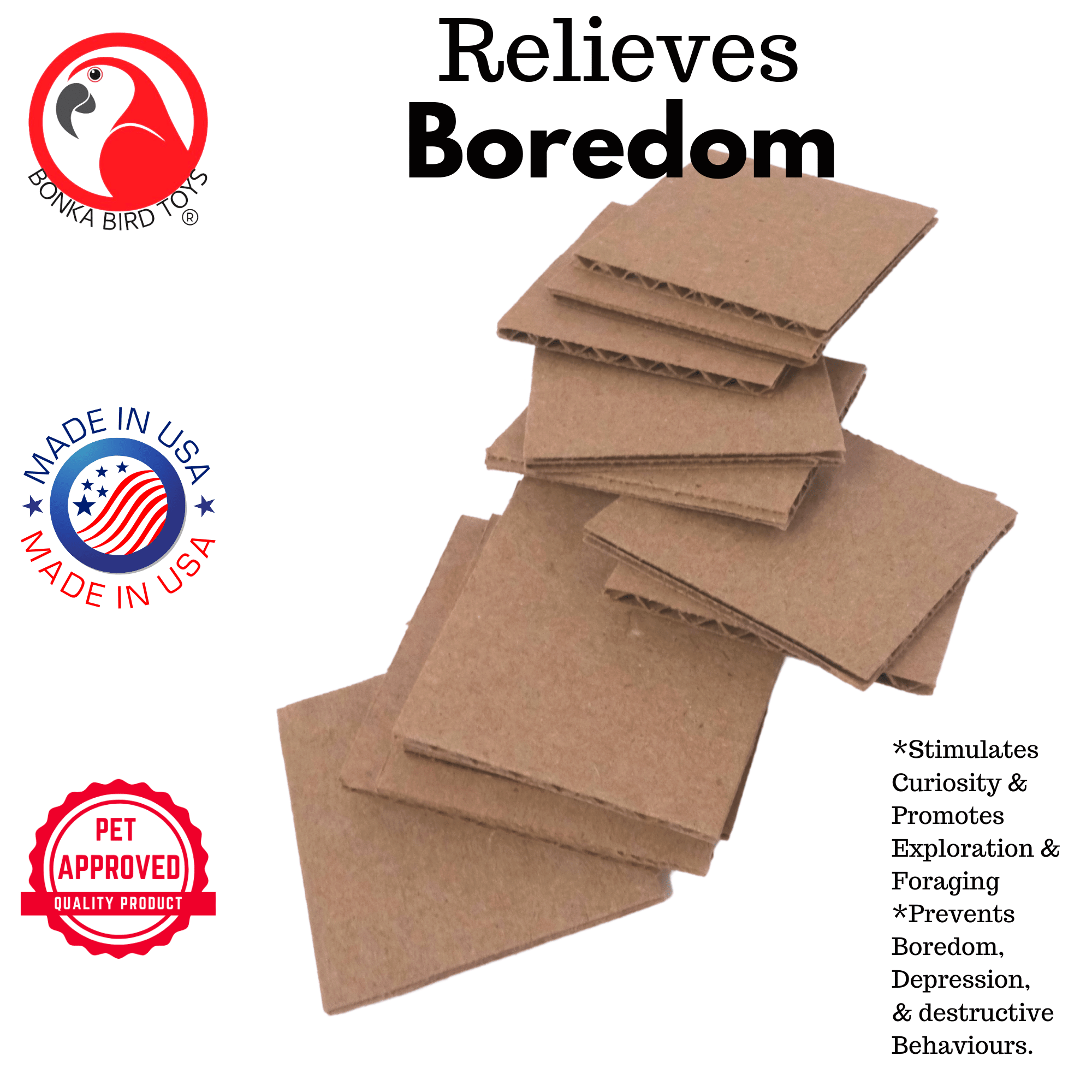 2464 Pk12 2" Cardboard Squares - Bonka Bird Toys