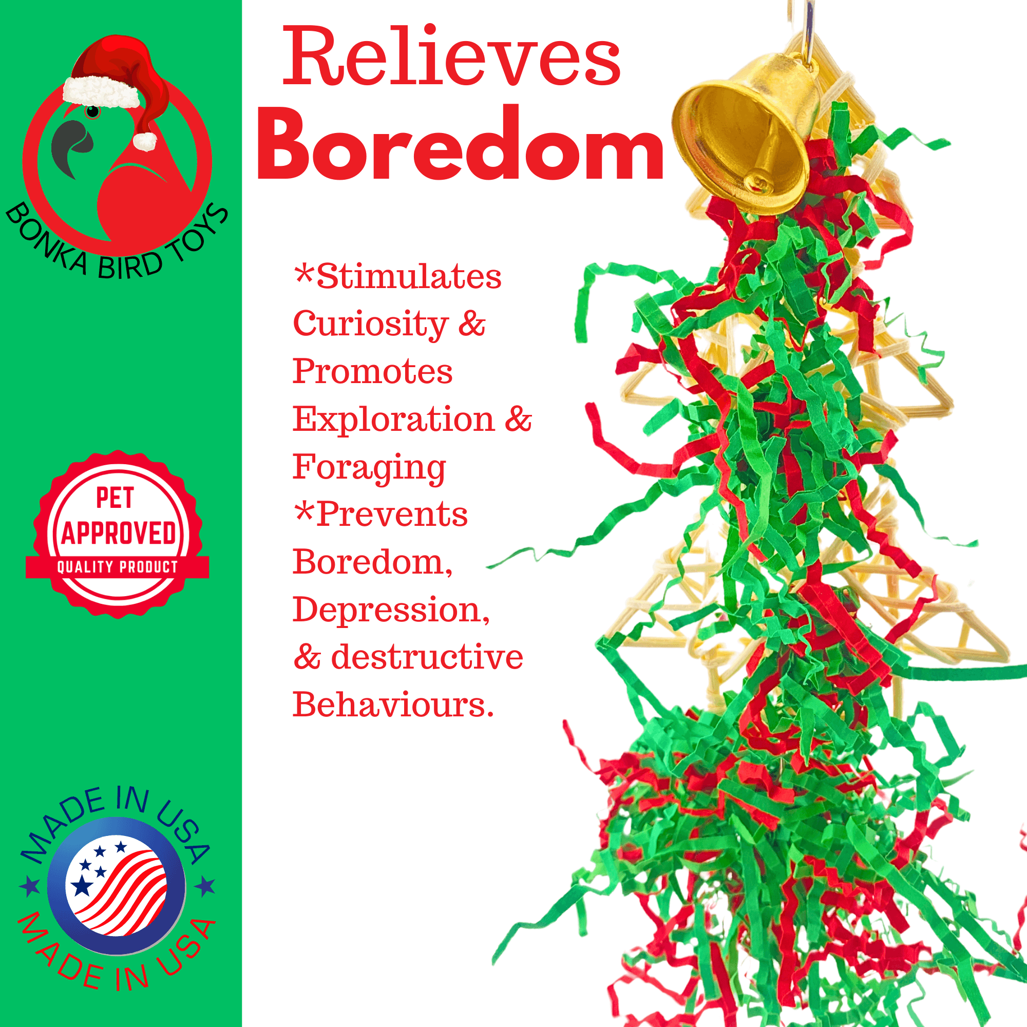 2736 Large Shred Christmas Tree - Bonka Bird Toys