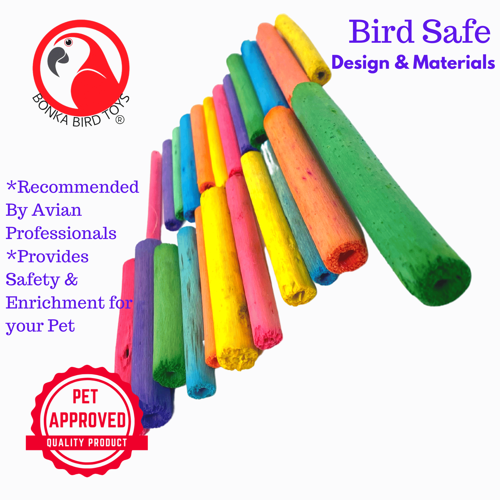 2944 PK24 2" Colored Jute Sticks - Bonka Bird Toys