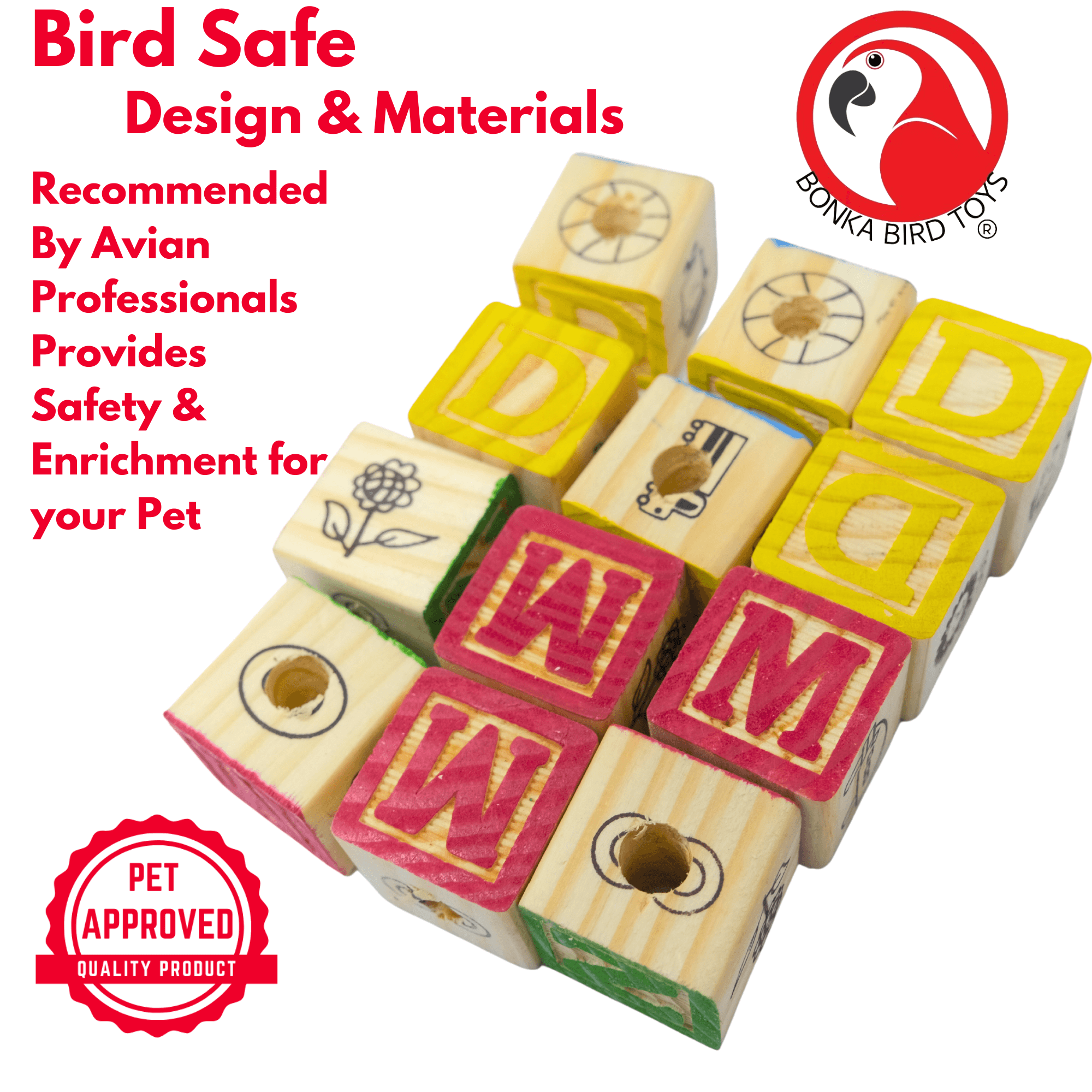 2664 PK12 Wooden ABC Blocks - Bonka Bird Toys