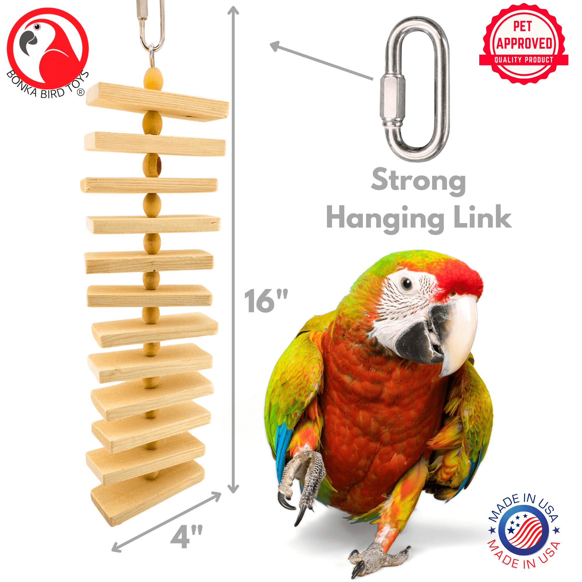 1317 Large Natural Slat Chewer - Bonka Bird Toys