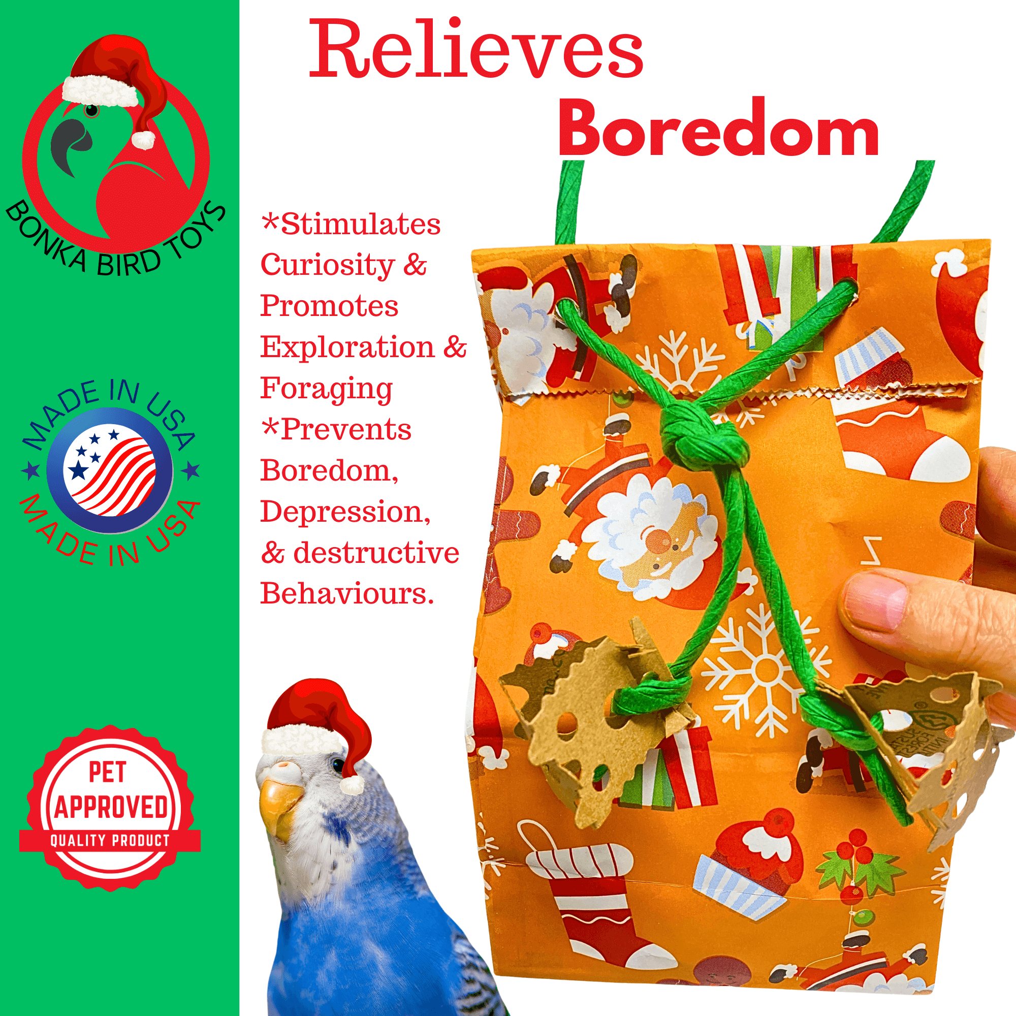 2751 Christmas Ginger Bread Treat Bag - Bonka Bird Toys