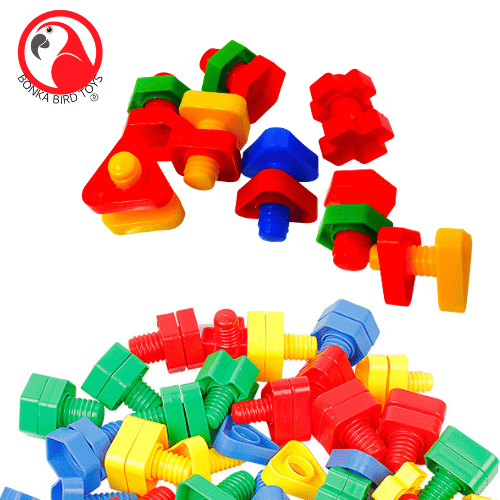 Colorful Nuts and Bolts Foot Talon DIY Parts - Bonka Bird Toys