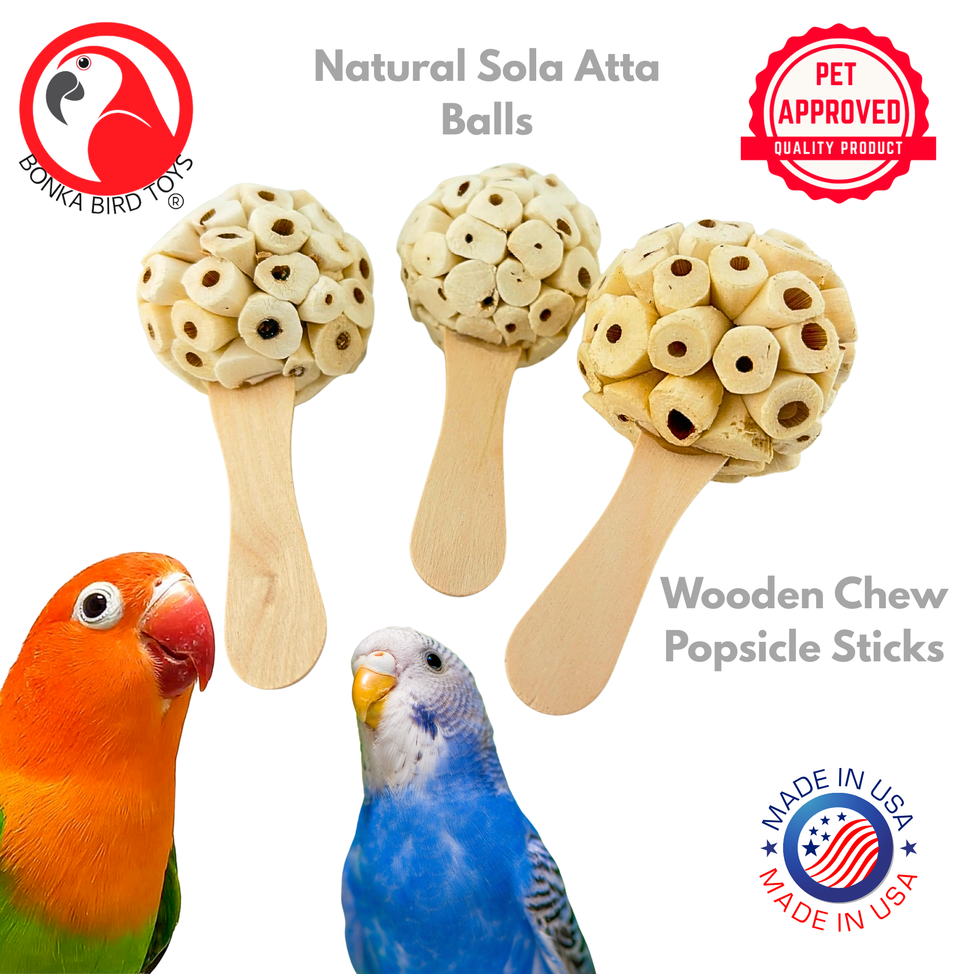 2964 PK3 Natural Sola Pop - Bonka Bird Toys
