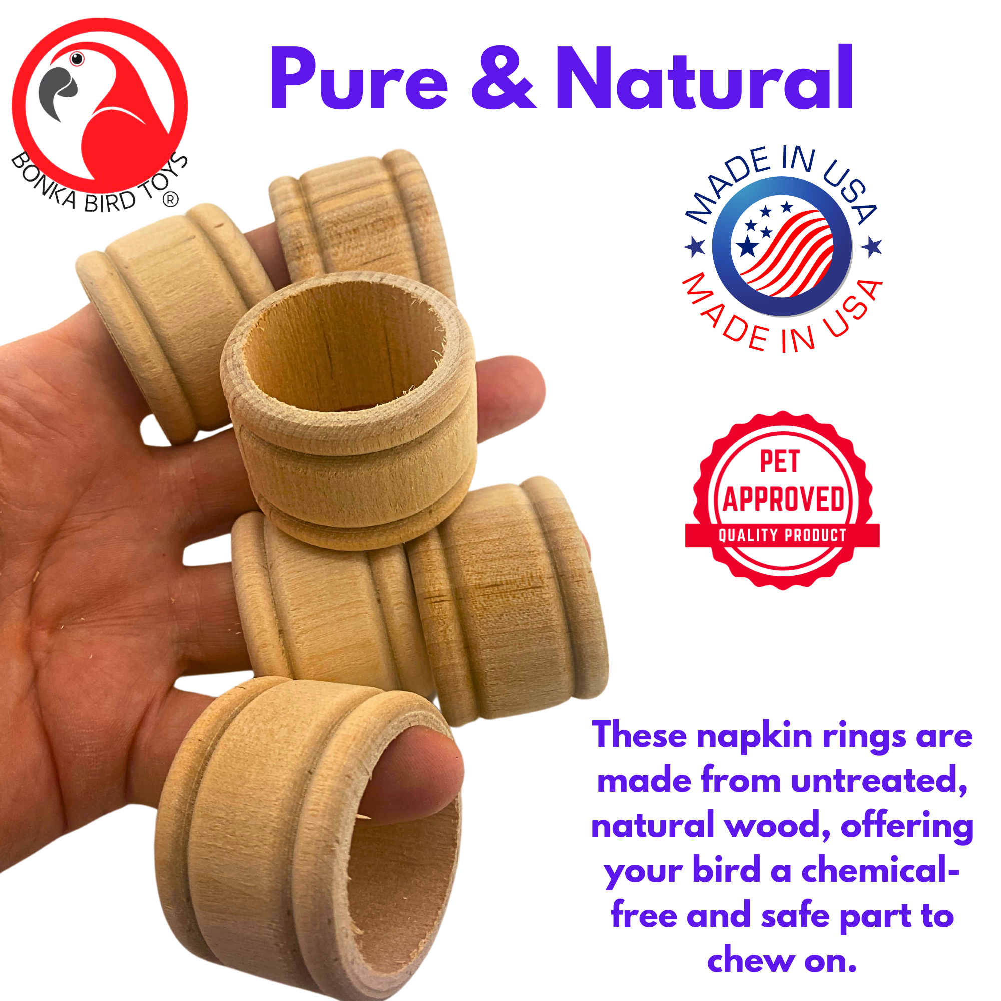 3194 Pk6 Wooden Napkin Rings - Bonka Bird Toys