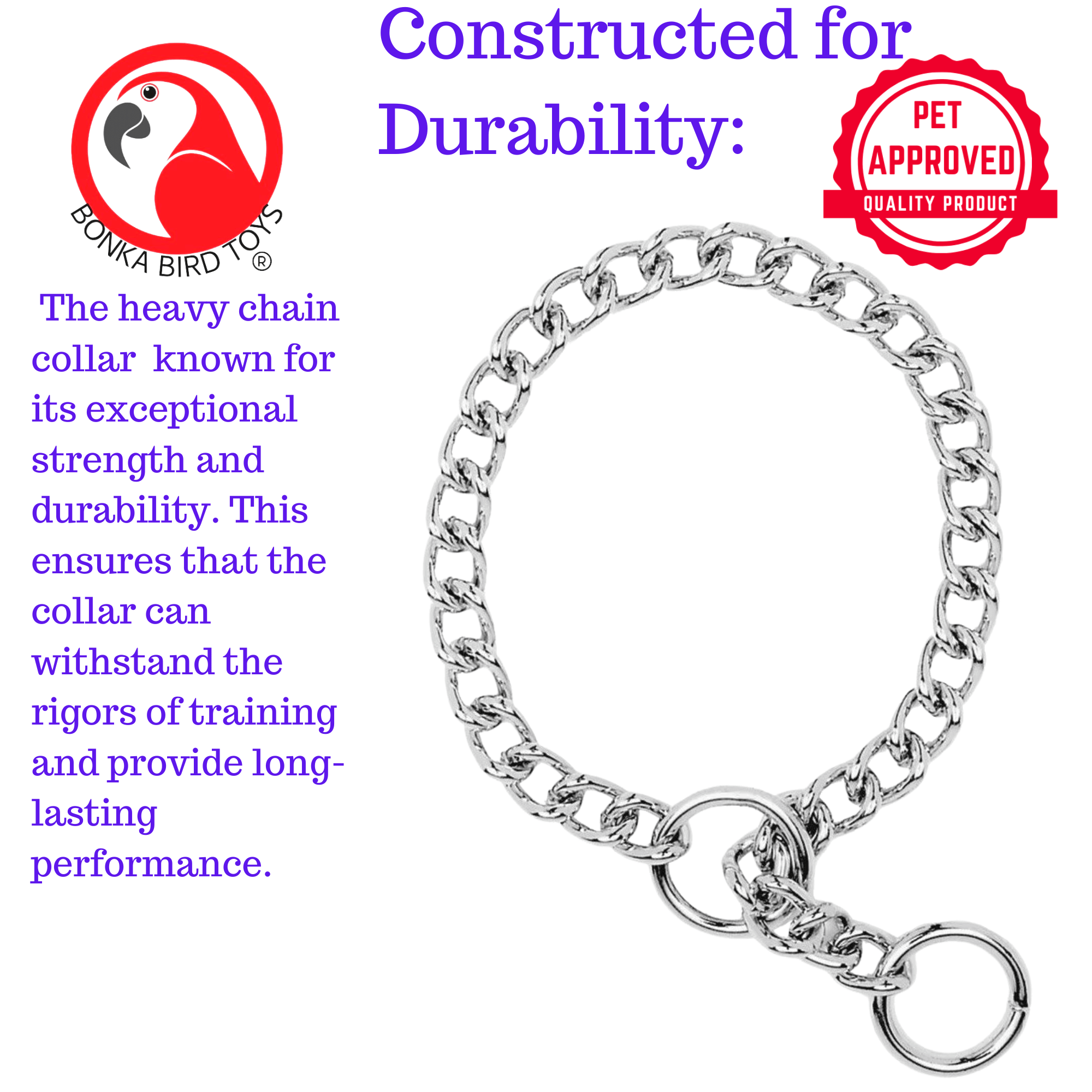 Heavyweight Dog Choke Chain Collars - BOGO BUNDLE BUY ONE GET ONE FREE! - Bonka Bird Toys