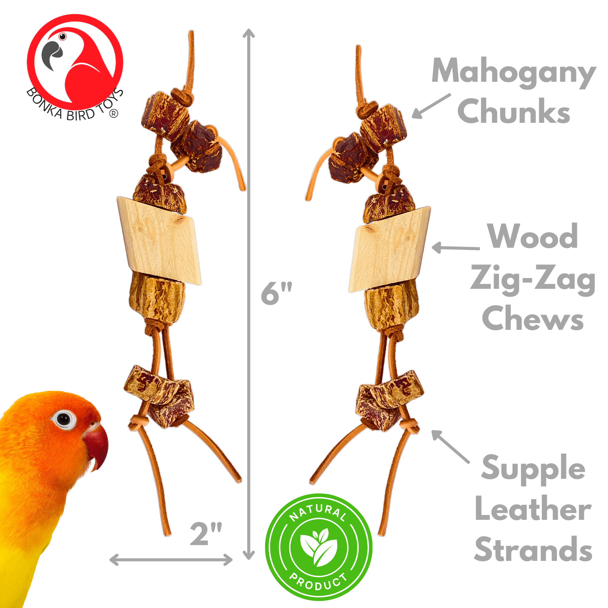 1128 Pk2 Natural Zig-Zag Nibbles - Bonka Bird Toys