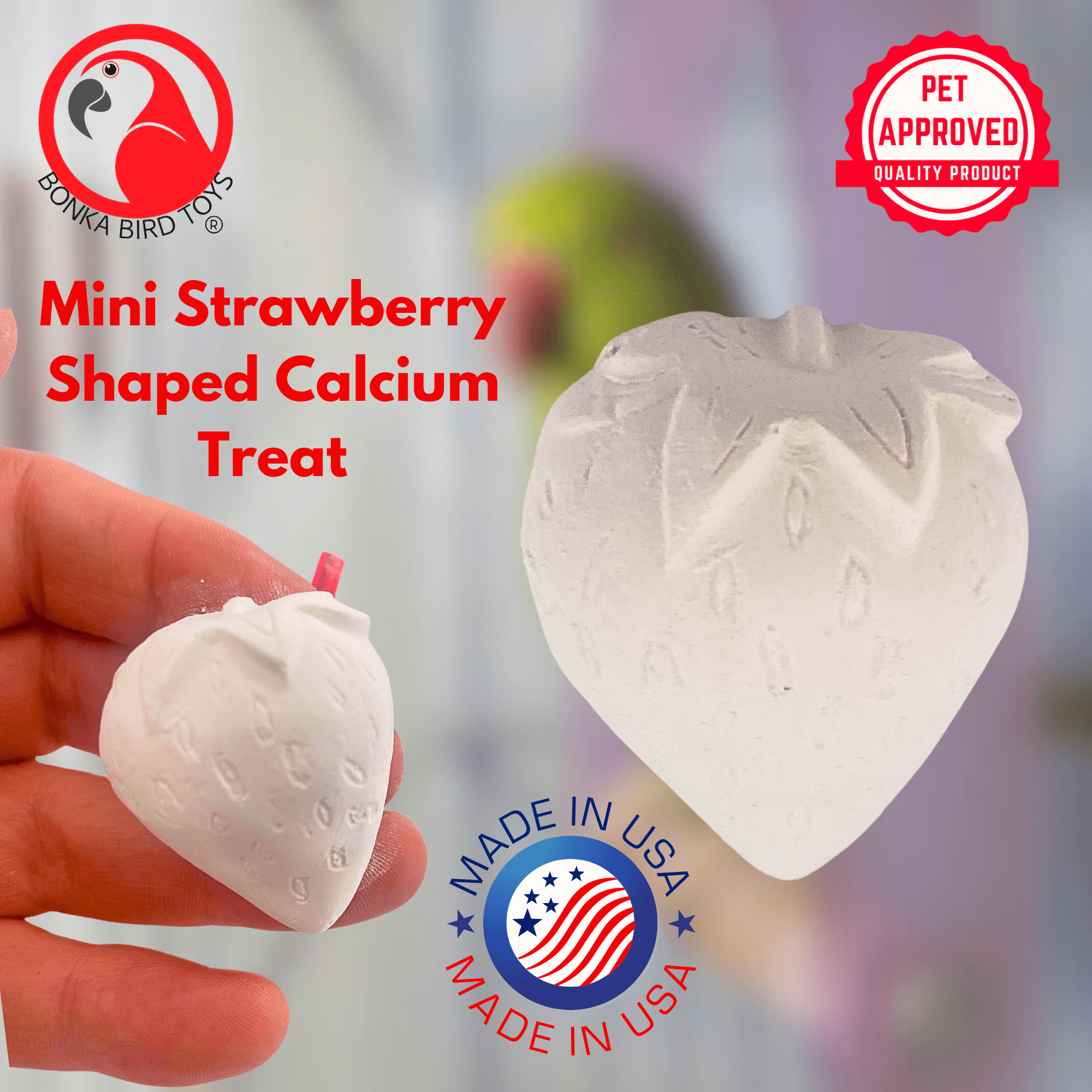 1443 Pk1 Mini Strawberry Calcium Treat - Bonka Bird Toys