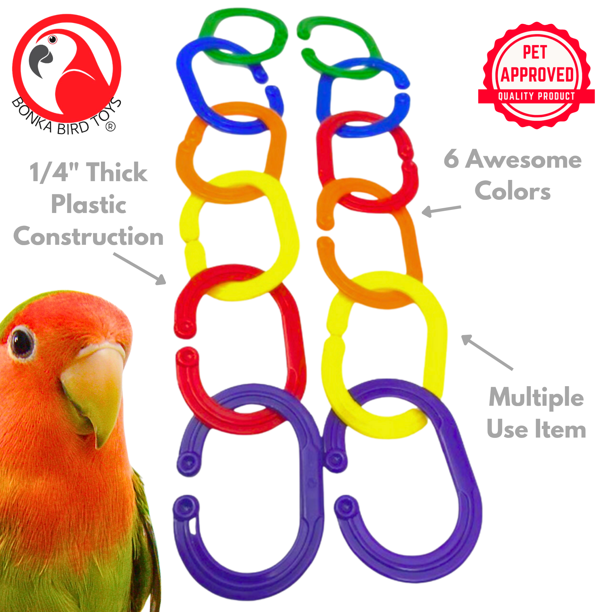 Large Plastic Jumbo "C" Links - Bonka Bird Toys