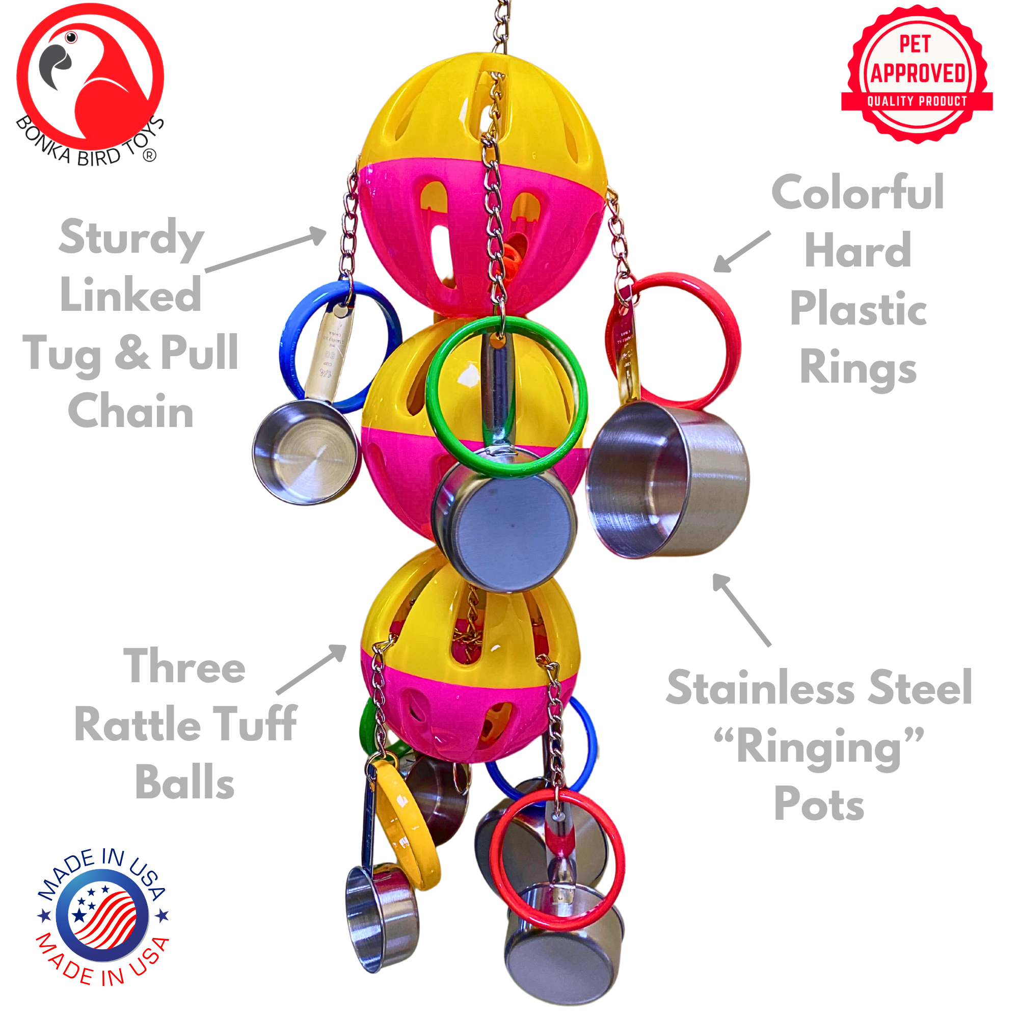 1429 Huge Triple Tuff Pot - Bonka Bird Toys