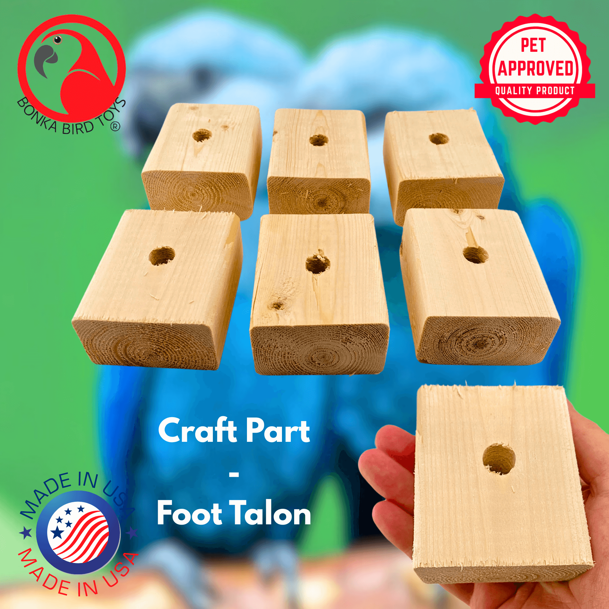 1173 Pk6 Jumbo Natural Block - Bonka Bird Toys