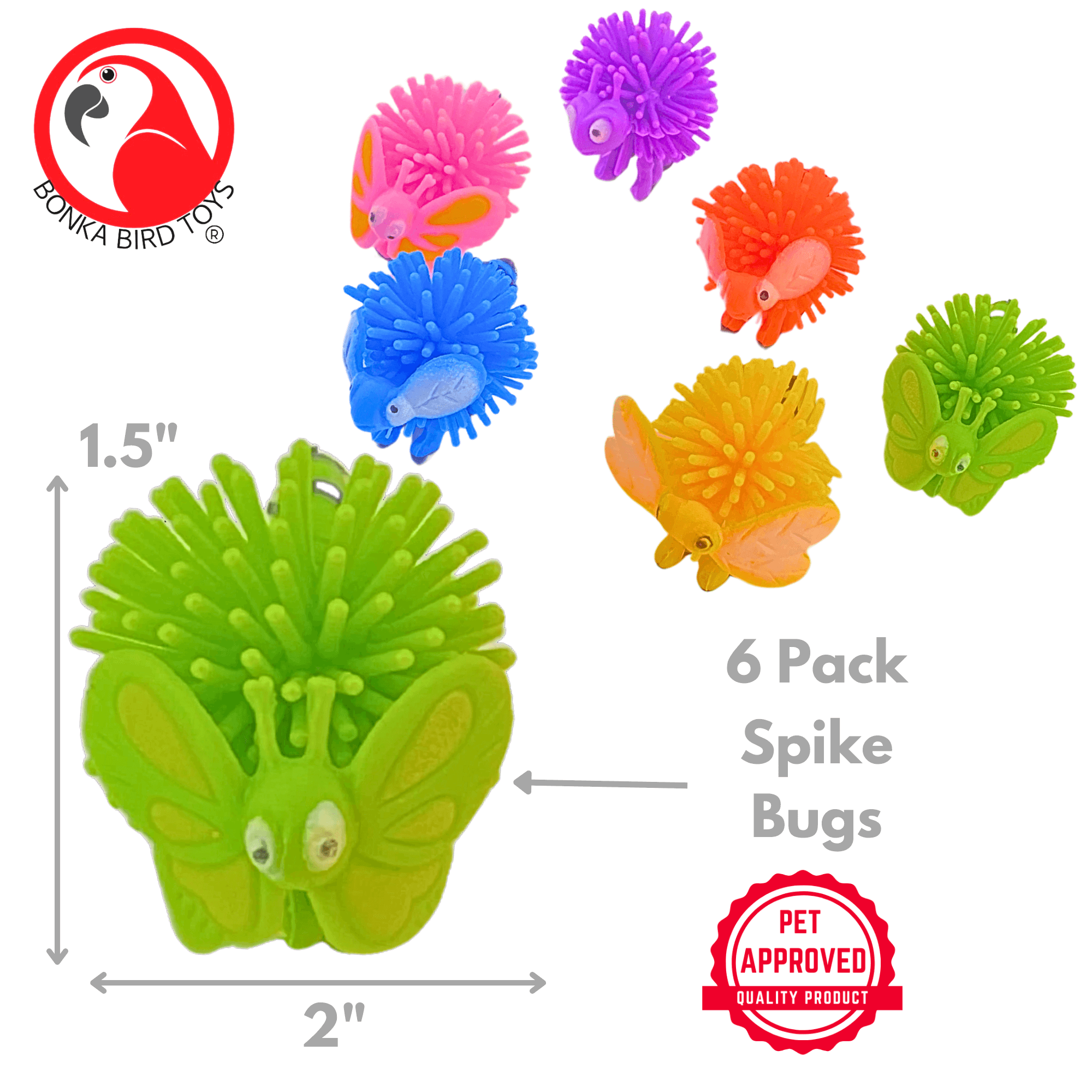 3183 Pk6 Spike Bugs - Bonka Bird Toys