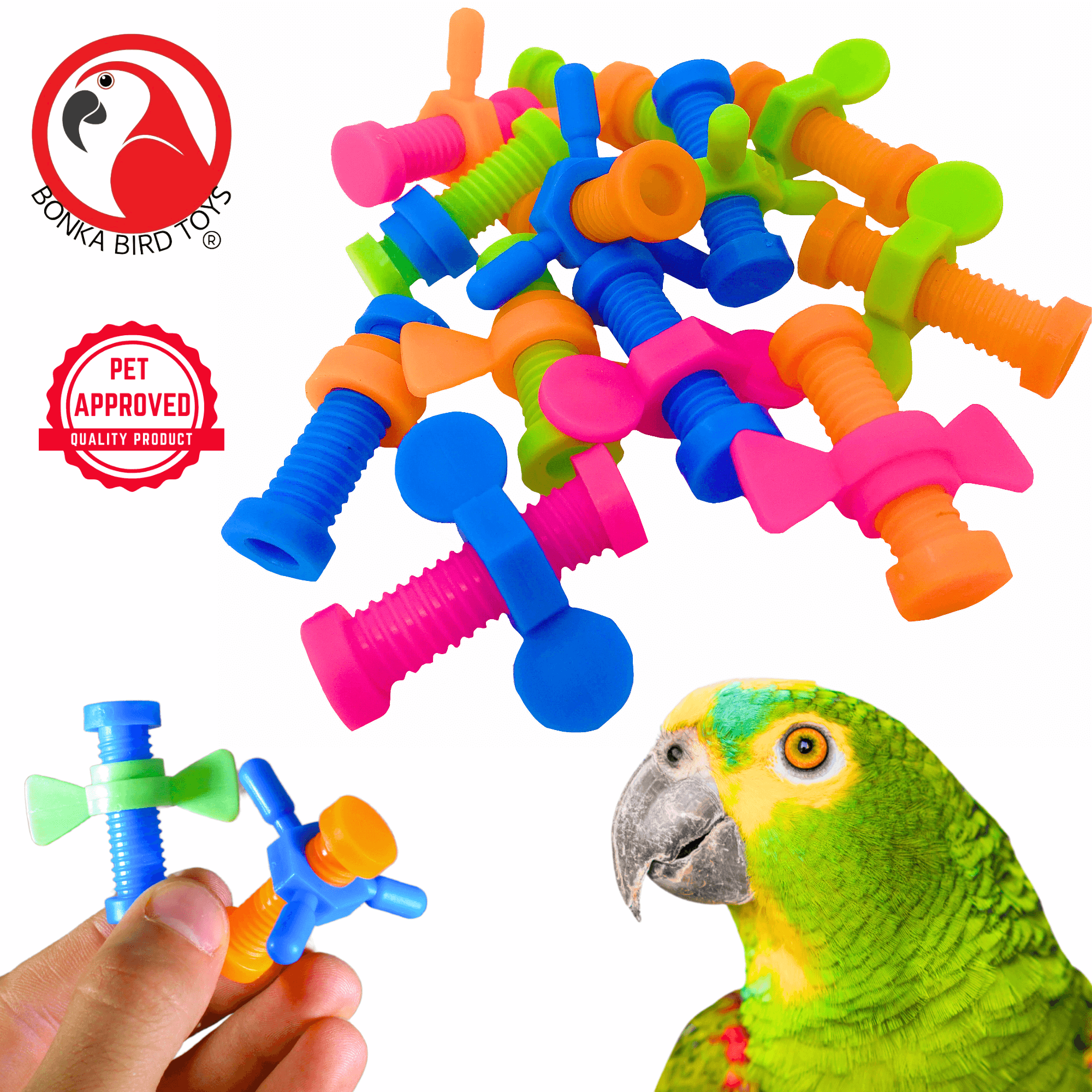 2026 Pk12 Plastic Nut & Wing Bolt - Bonka Bird Toys