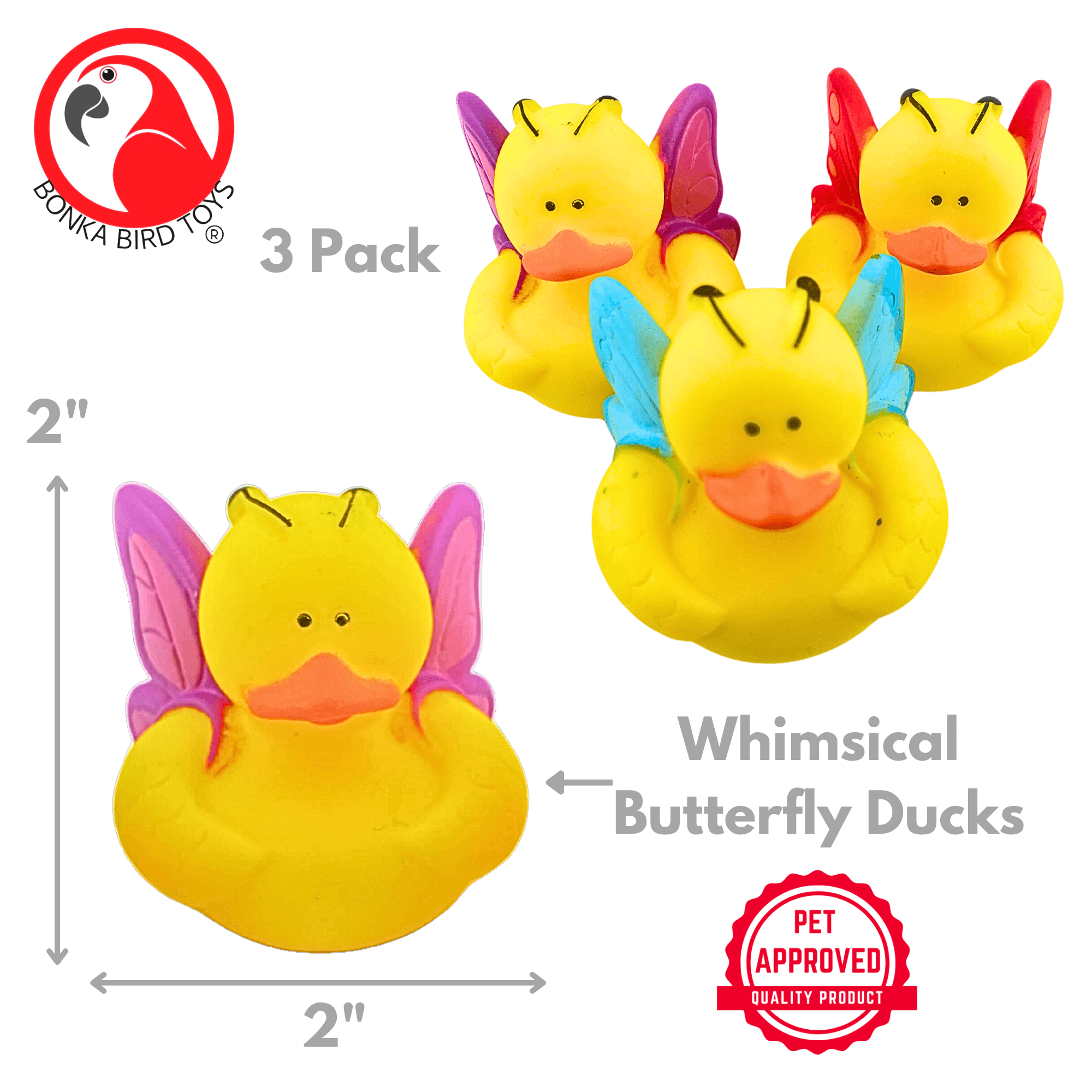 1440 Pk3 Butterfly Duck - Bonka Bird Toys