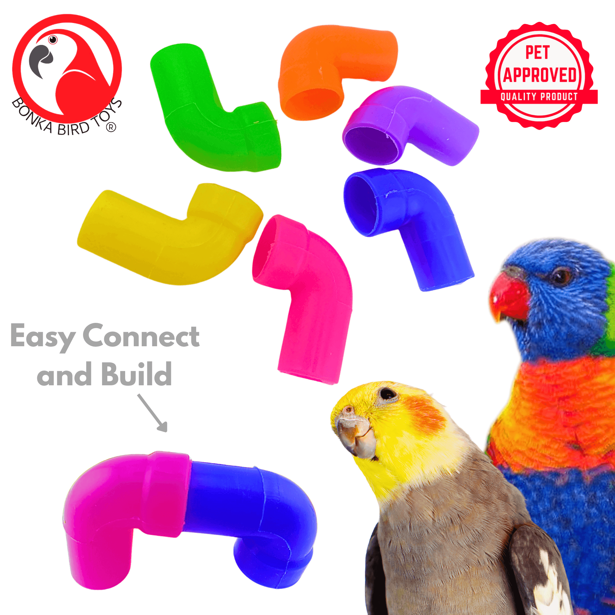 3807 Pk6 Plastic Pipe Elbow Tubes - Bonka Bird Toys