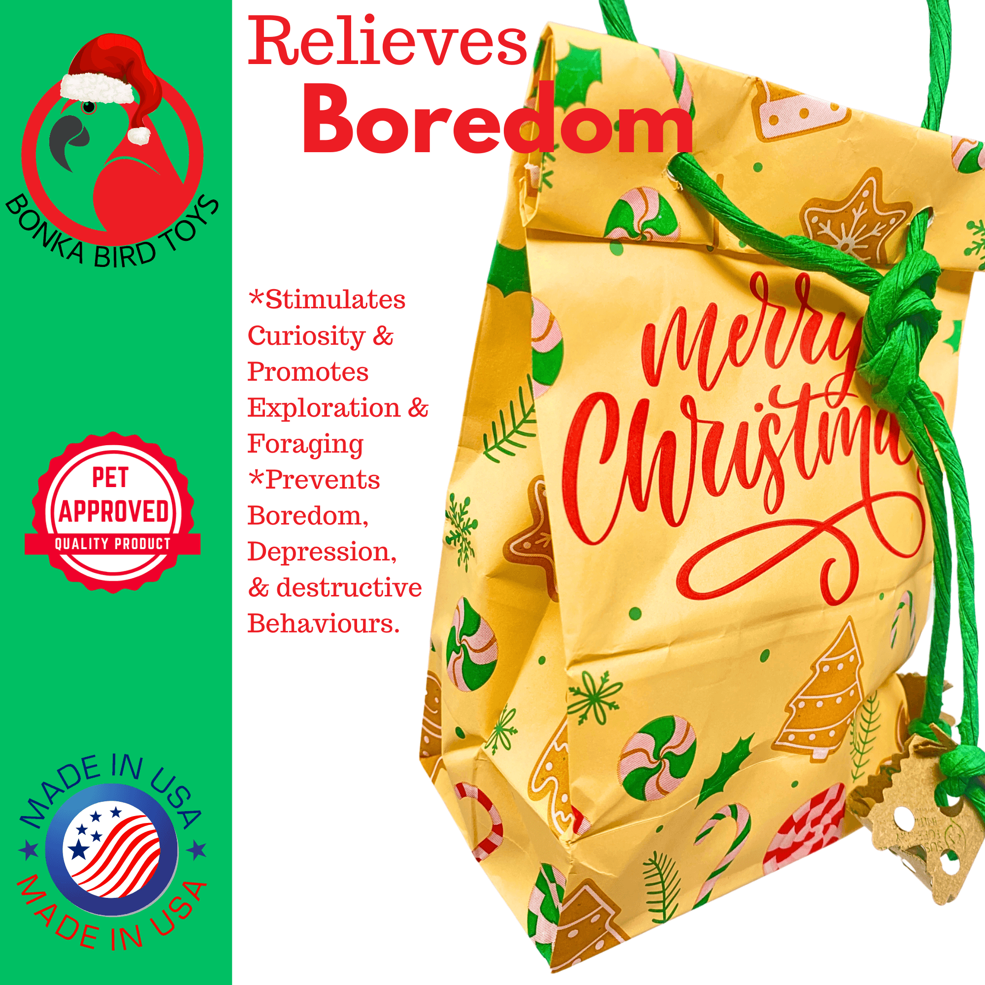2752 Merry Christmas Treat Bag - Bonka Bird Toys