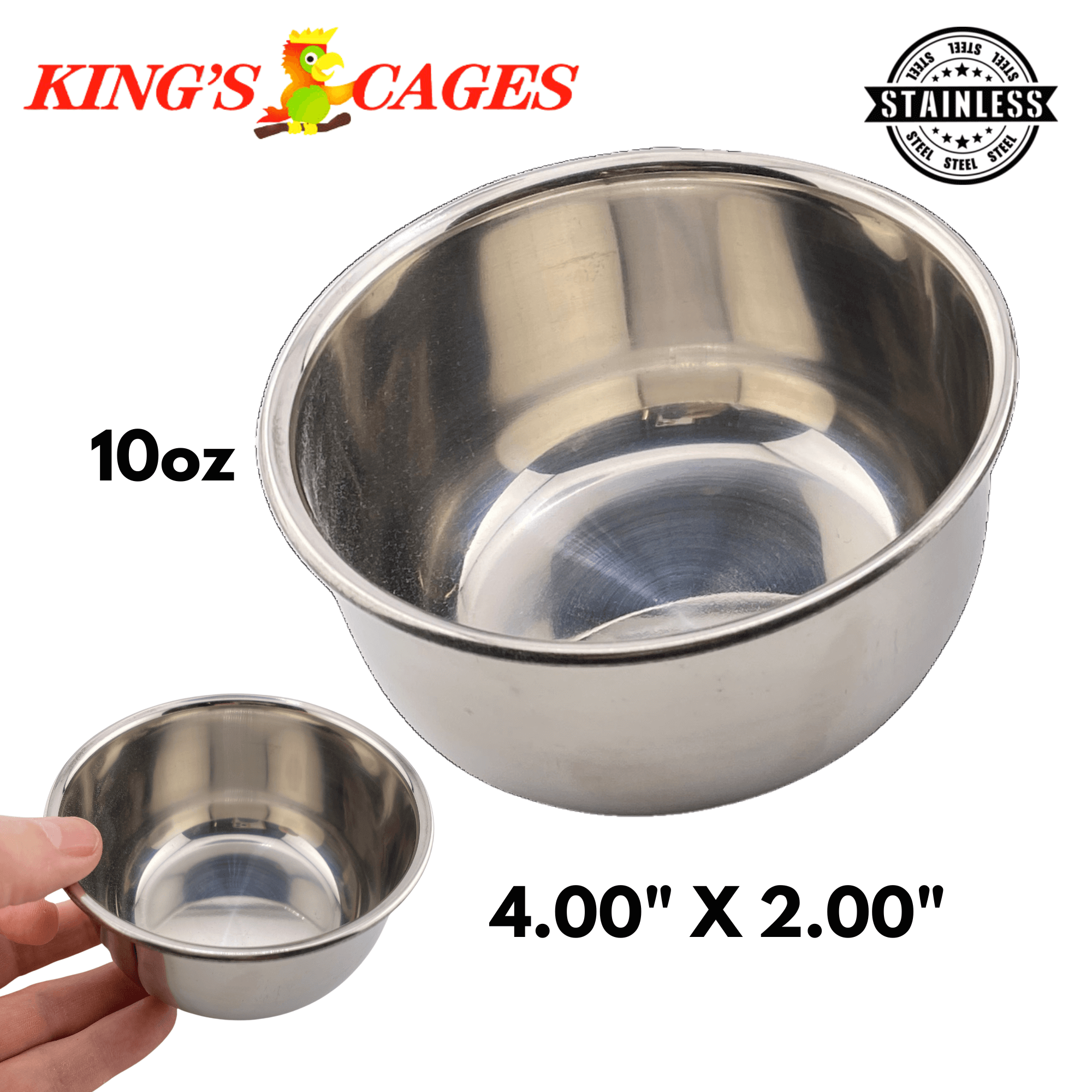 Kings Cages Round Stainless Steel Bowls - Bonka Bird Toys