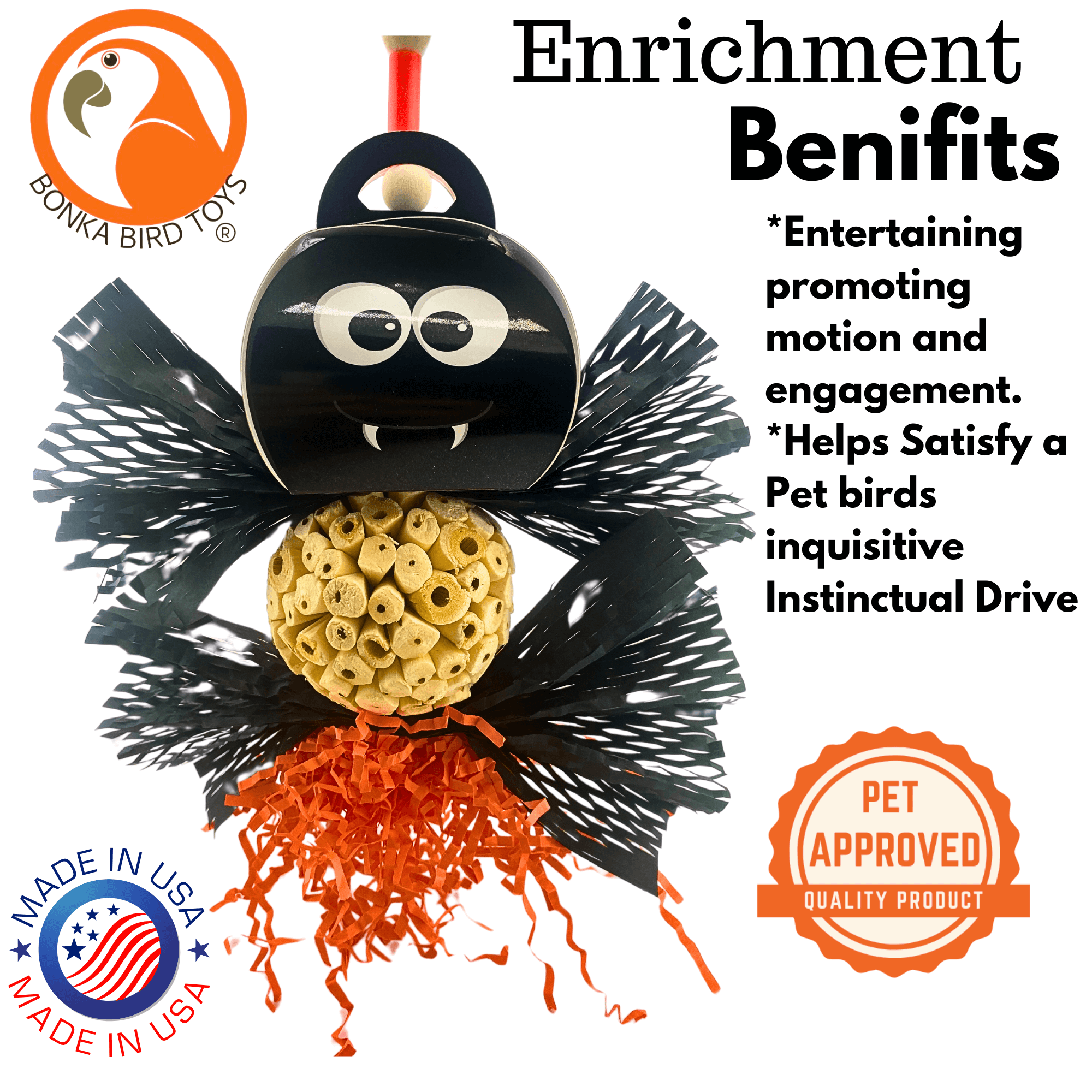 2716 Spooky Halloween Spider - Bonka Bird Toys