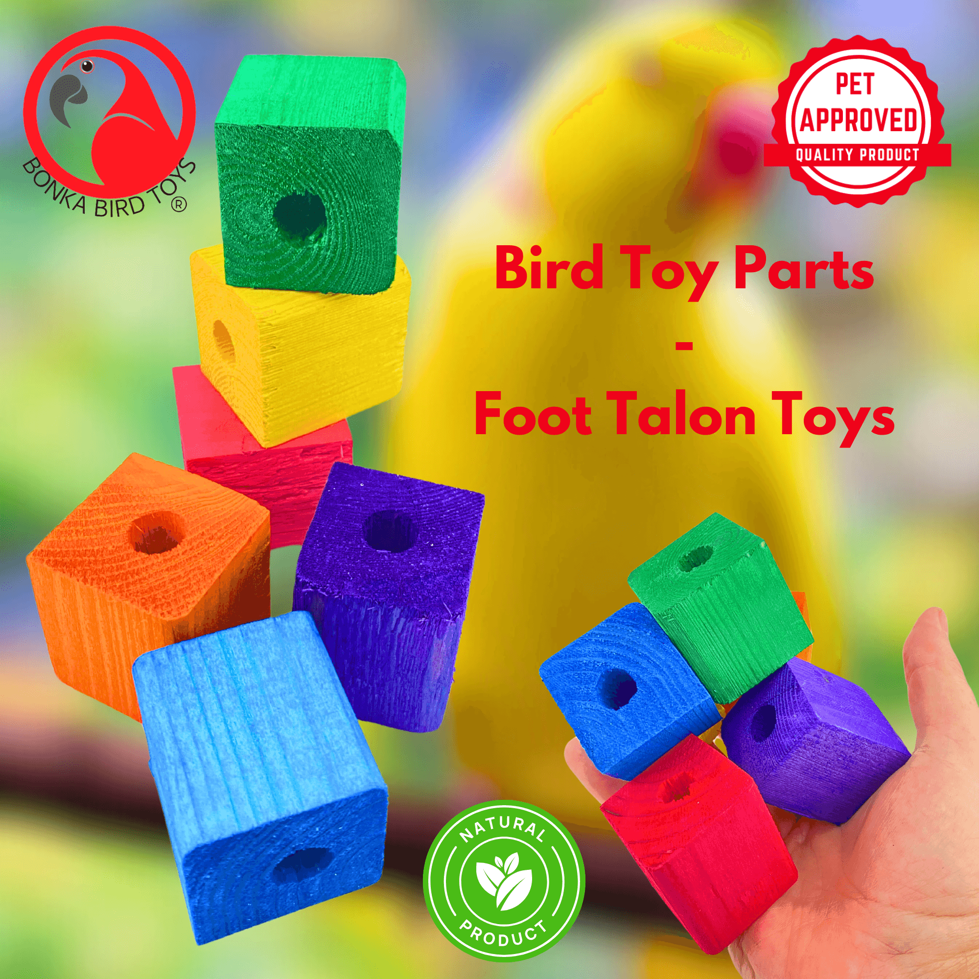 1154 Pk6 1.50" Drilled Cube Block - Bonka Bird Toys