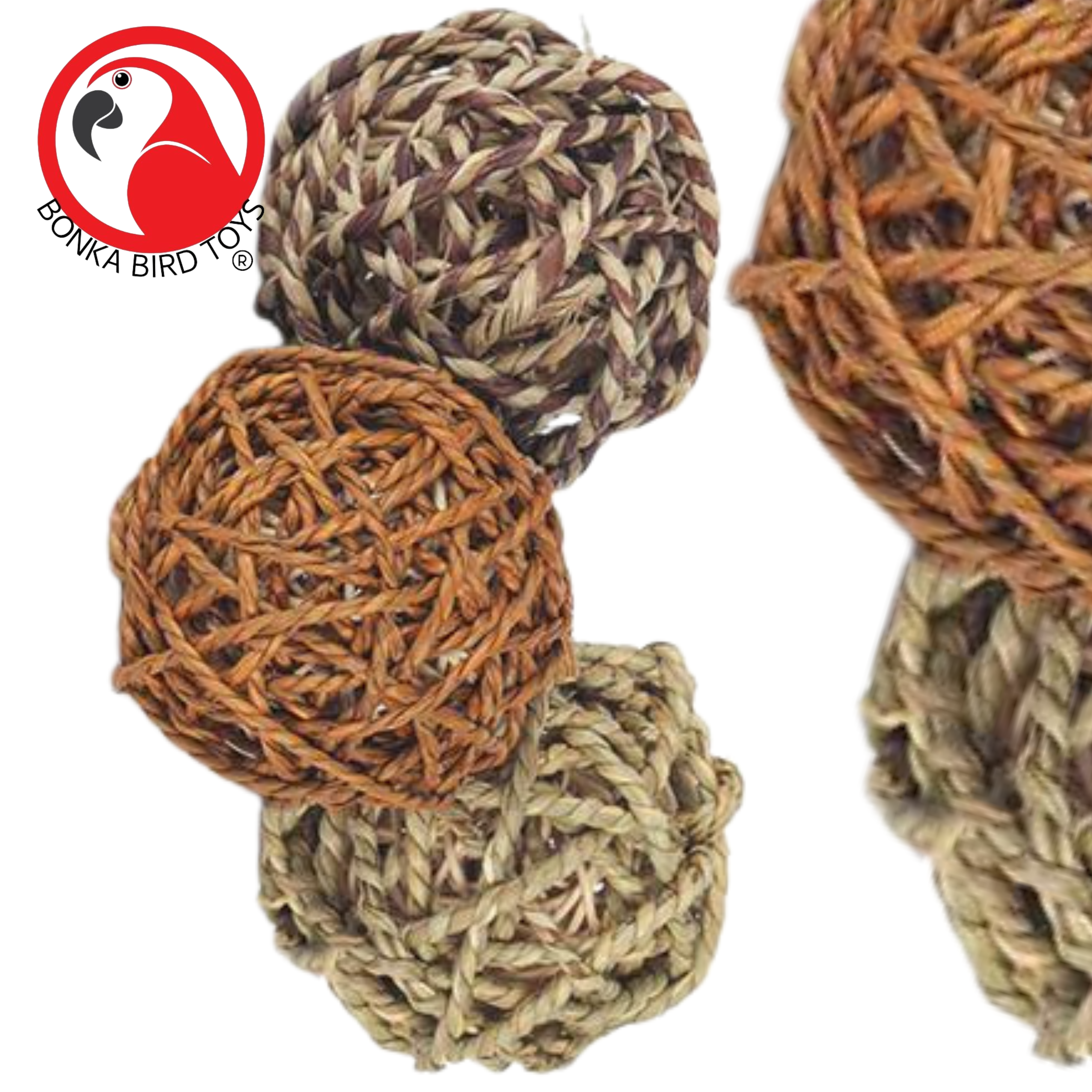 2252 Pk3 Multi Seagrass 3 1/2 Inch Balls - Bonka Bird Toys