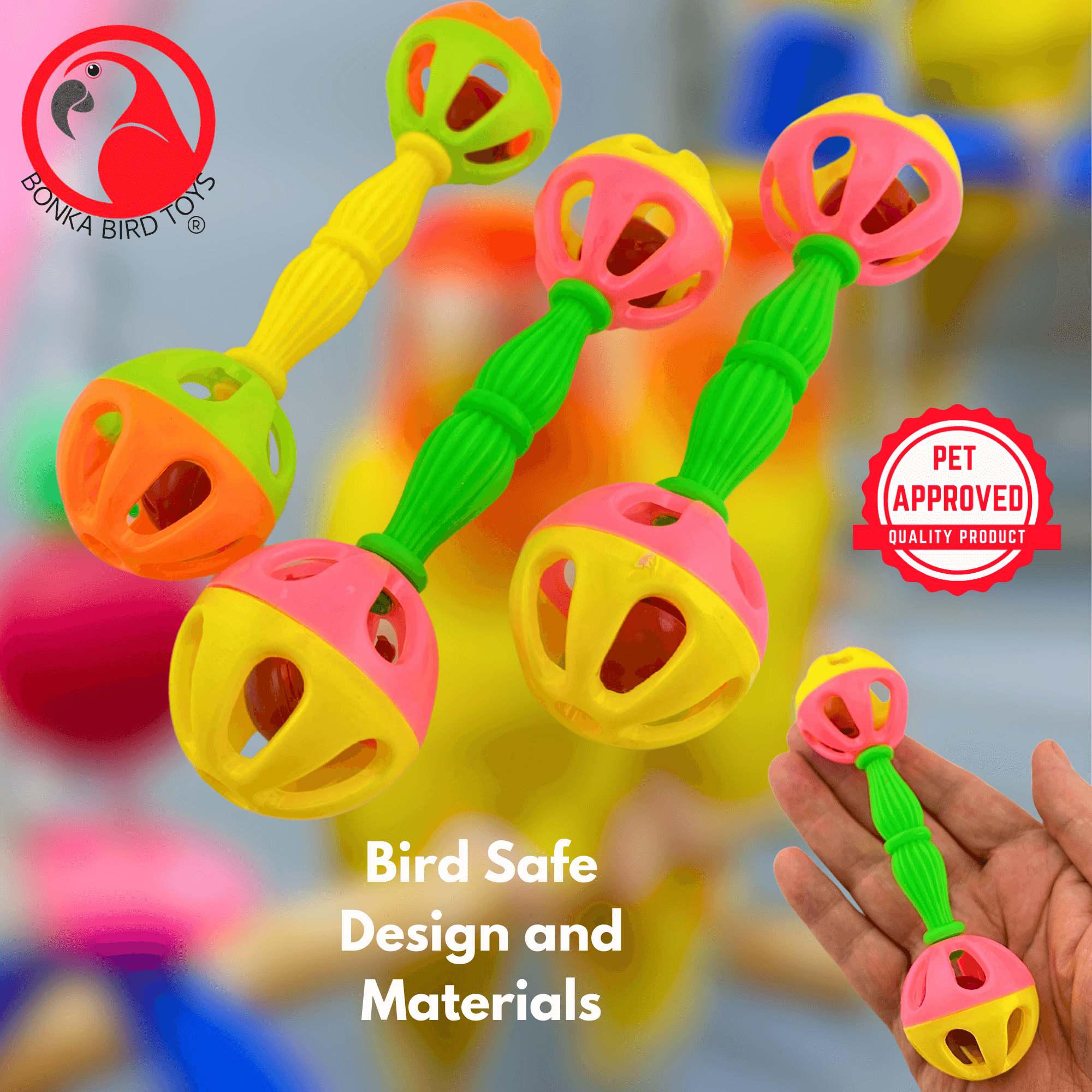 2093 Pk3 Birdie Barbell - Bonka Bird Toys
