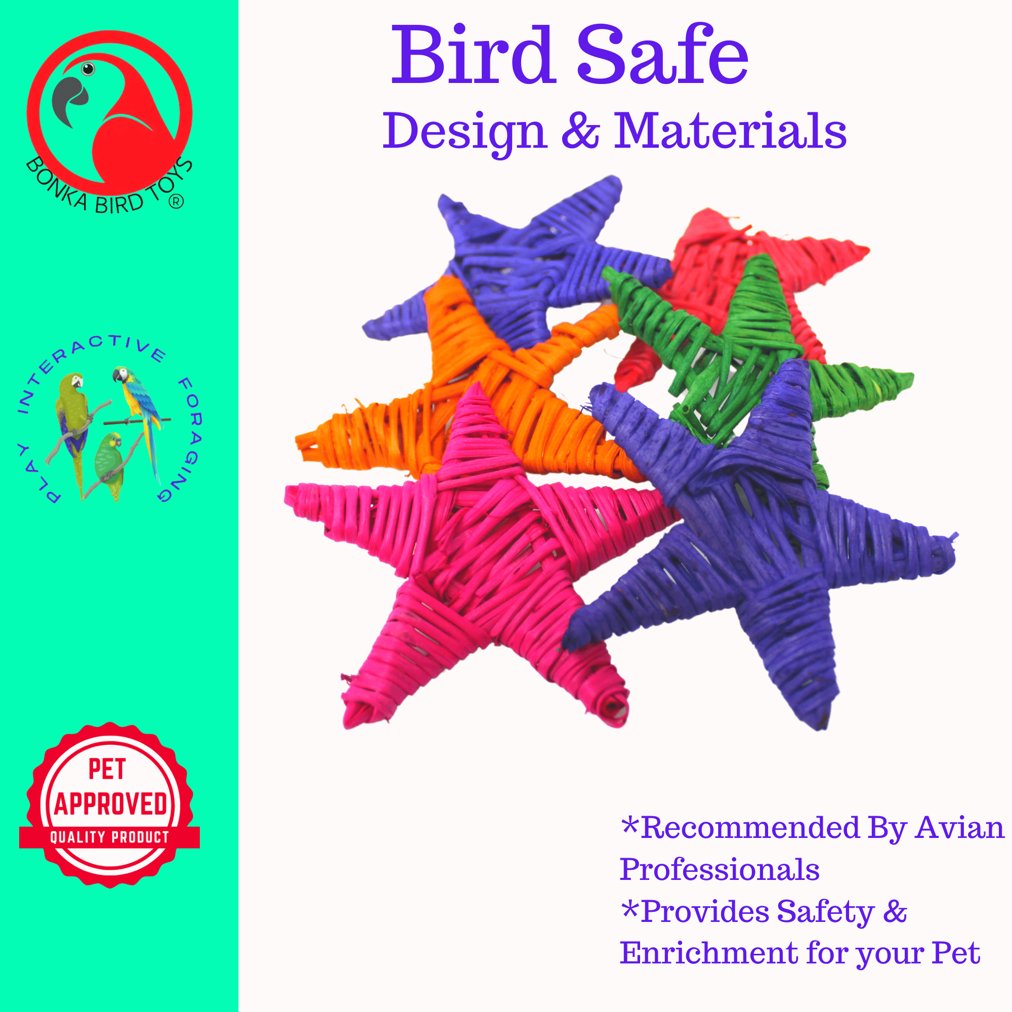 3324 Pk6 Medium Color Vine Star - Bonka Bird Toys